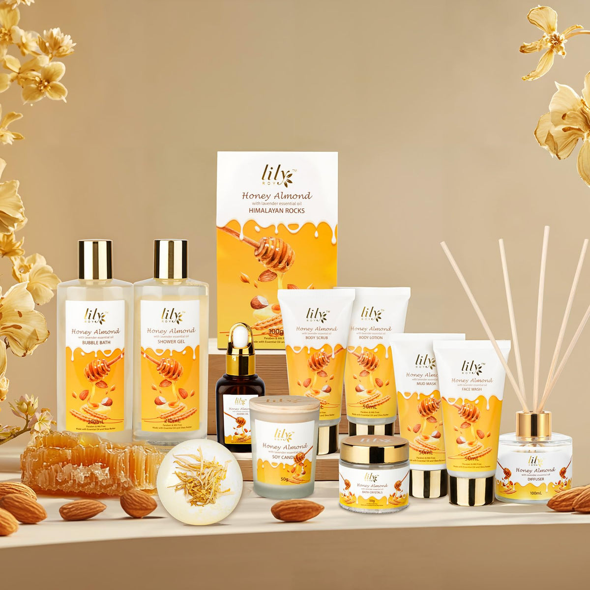 21Pcs Spa Gifts Set Moisturizing Almond Spa Gift Baskets for - LILY ROY Official Imagery - 7