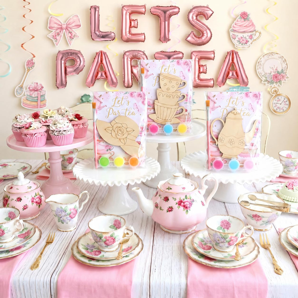 12 Pack Tea Party Favors for Girls Floral Themed DIY Wooden - Moltby Official Imagery - 7