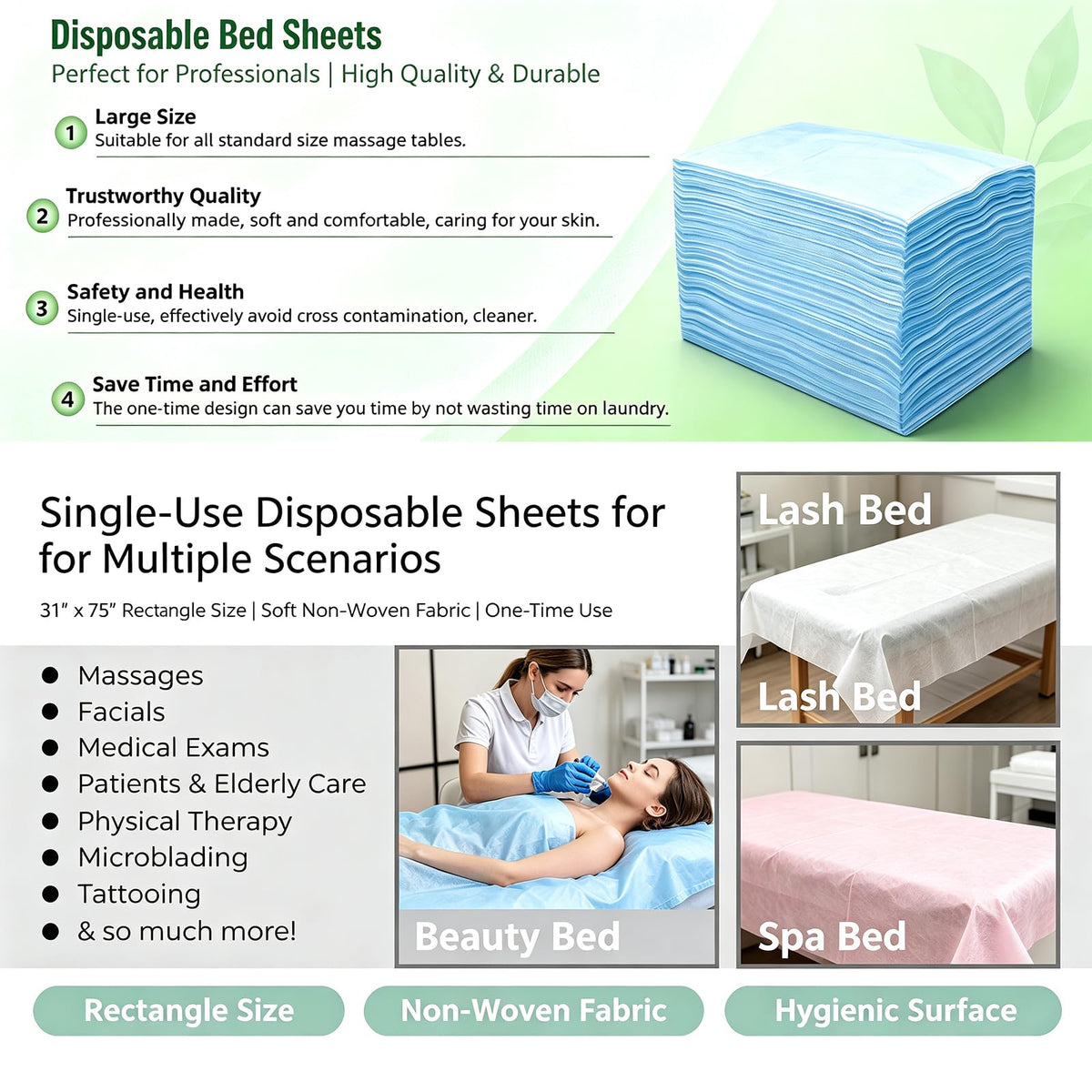 Disposable Massage Sheets 50 Piece 71 x 31 Inch Non Woven - YILUFA1688 Official Imagery - 8