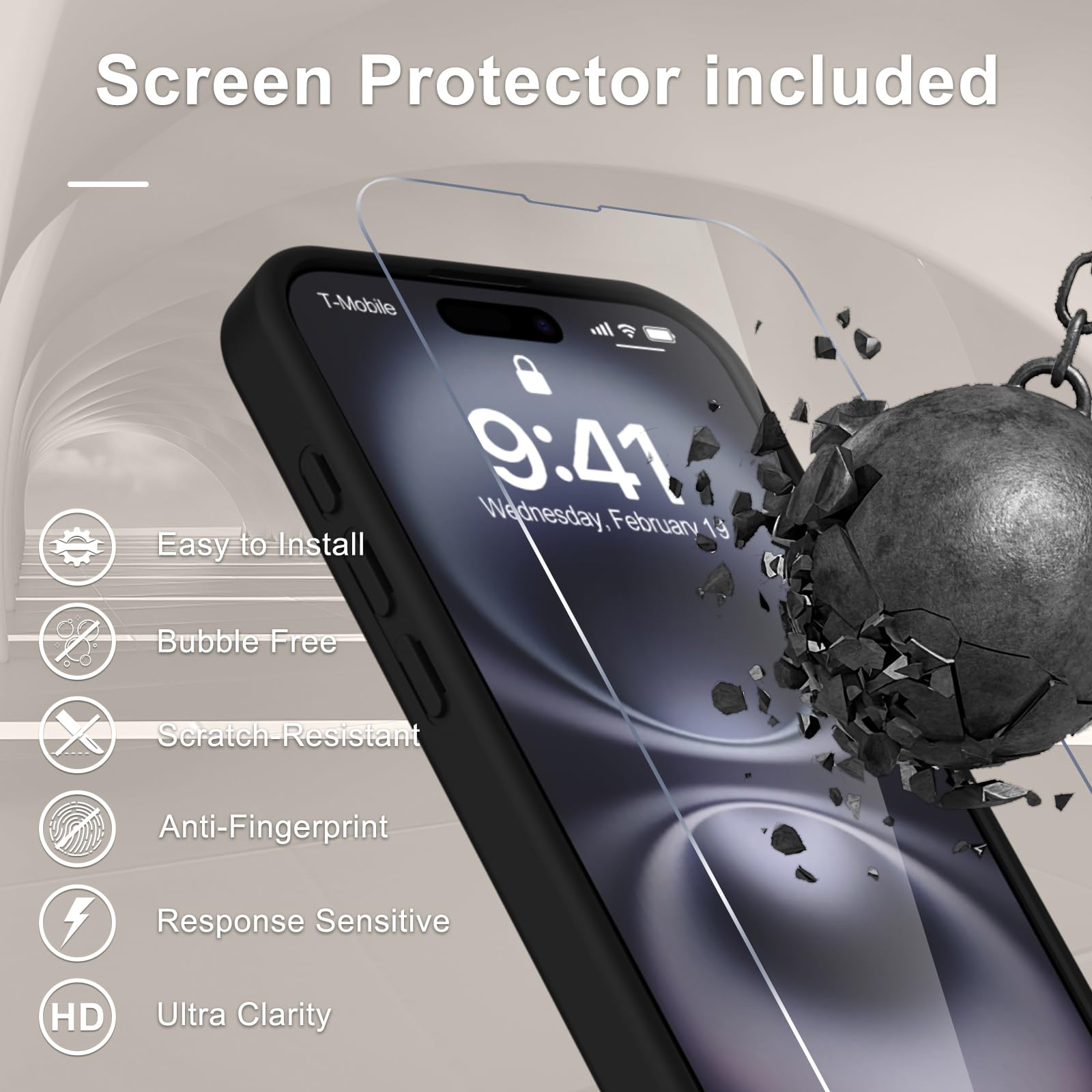 for iPhone 16 Case, Matte Magnetic Phone Cover, Black - YENAPOON Official Product View 7