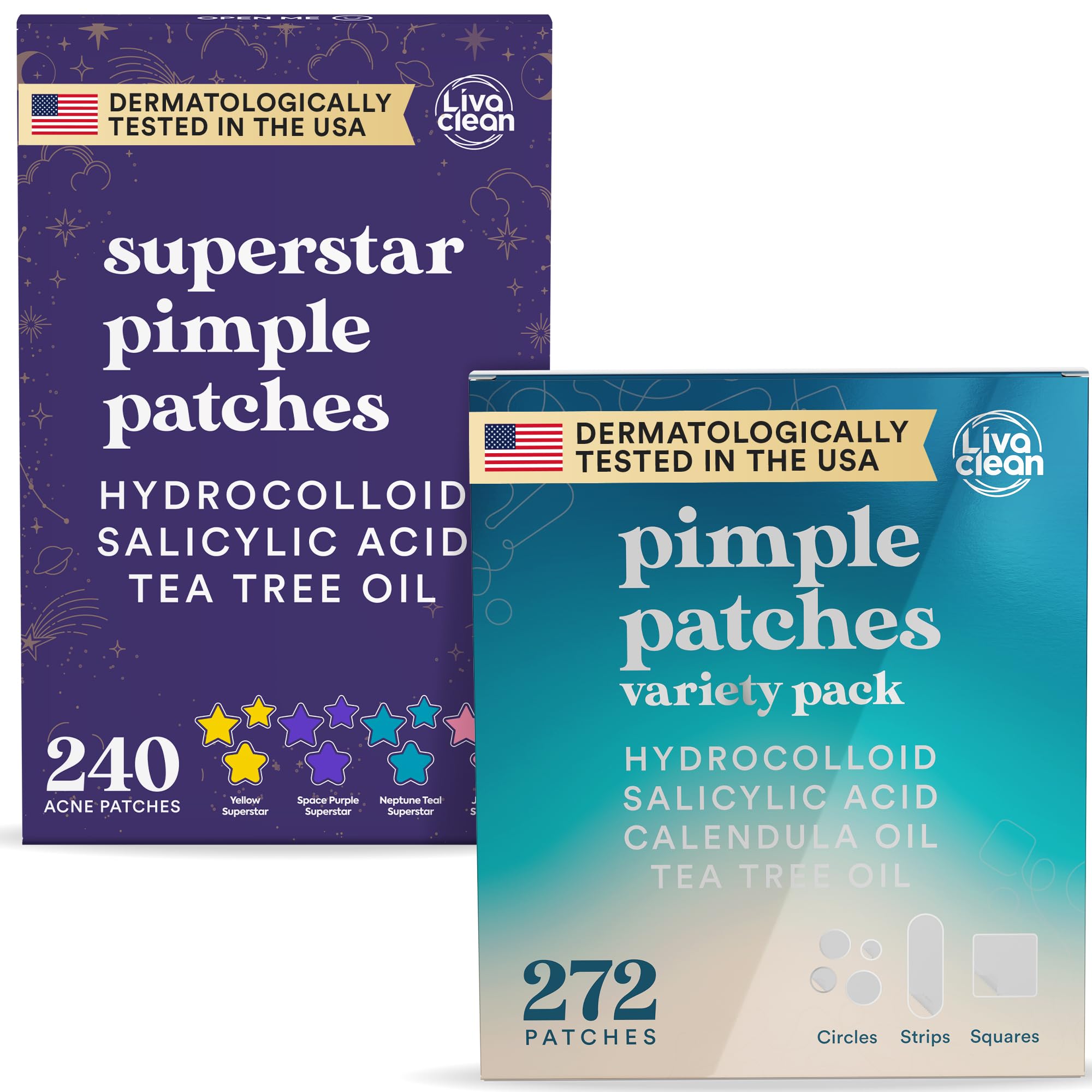 Livaclean 240 CT Star Pimple Patches for Face + 330 CT Acne - LivaClean