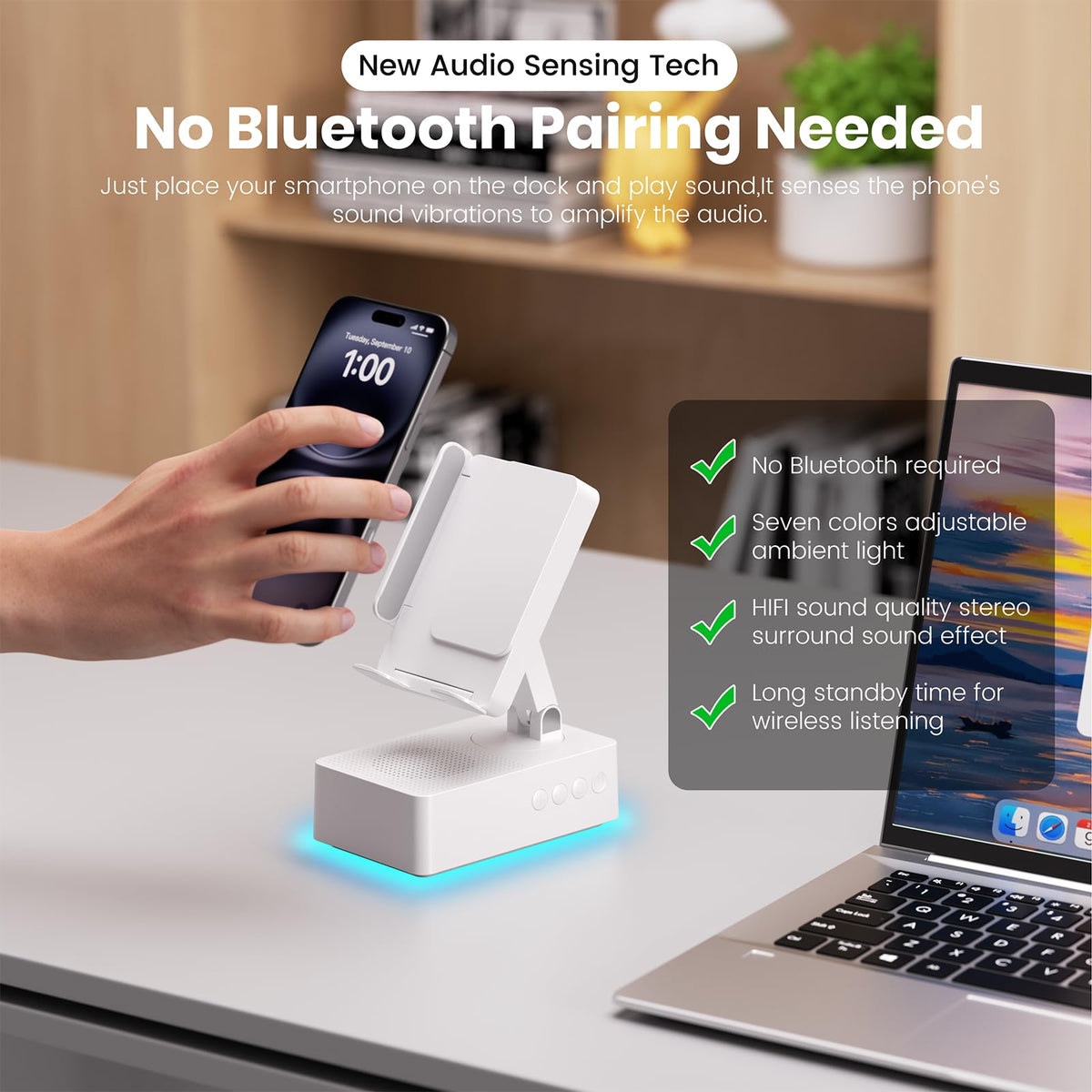 Wireless Sensor Speaker Colorful LED Ambient Light Foldable - DBHBAODZI Official Imagery - 4