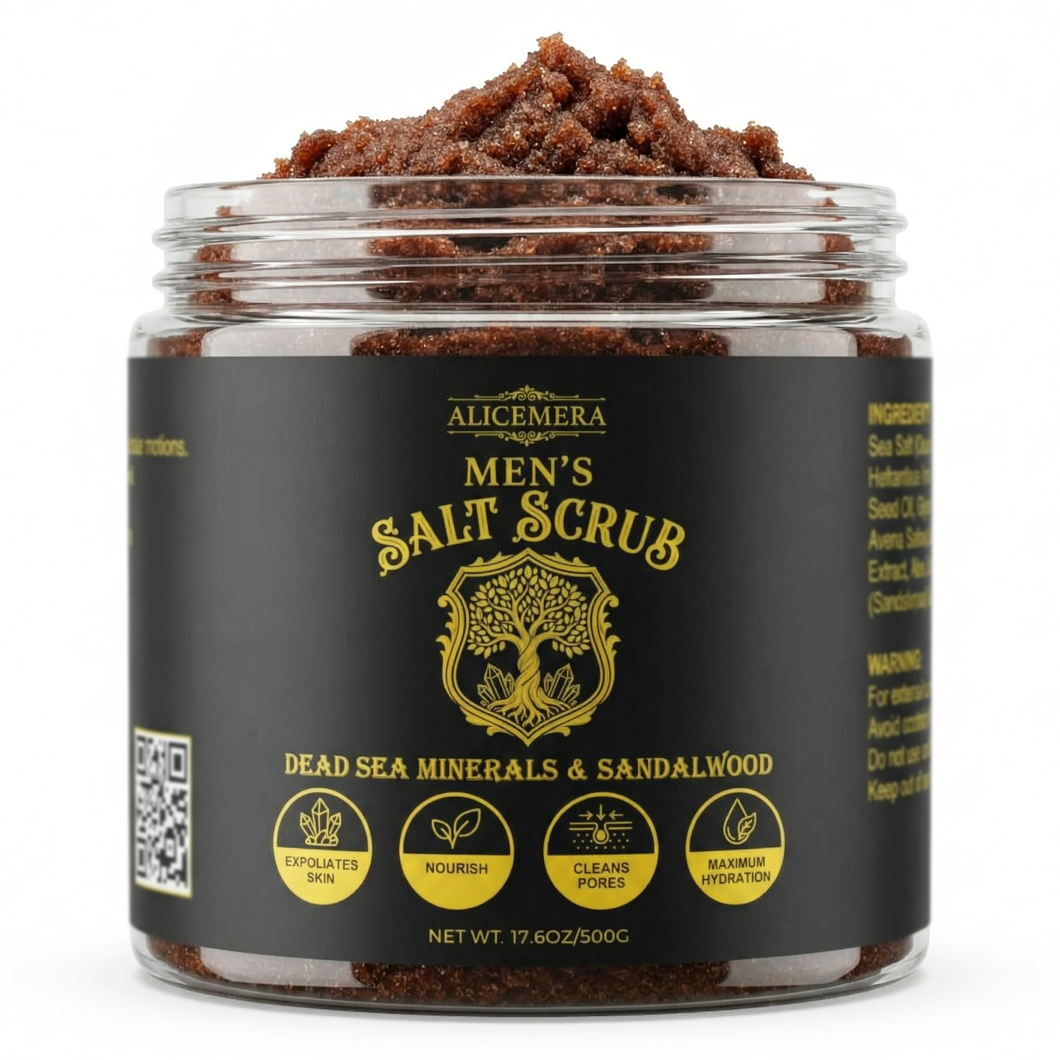 Alicemera Men's Body Scrub With Dead Sea Salt, Sandalwood, Aloe Vera 17 - Alicemera Official Product View 2