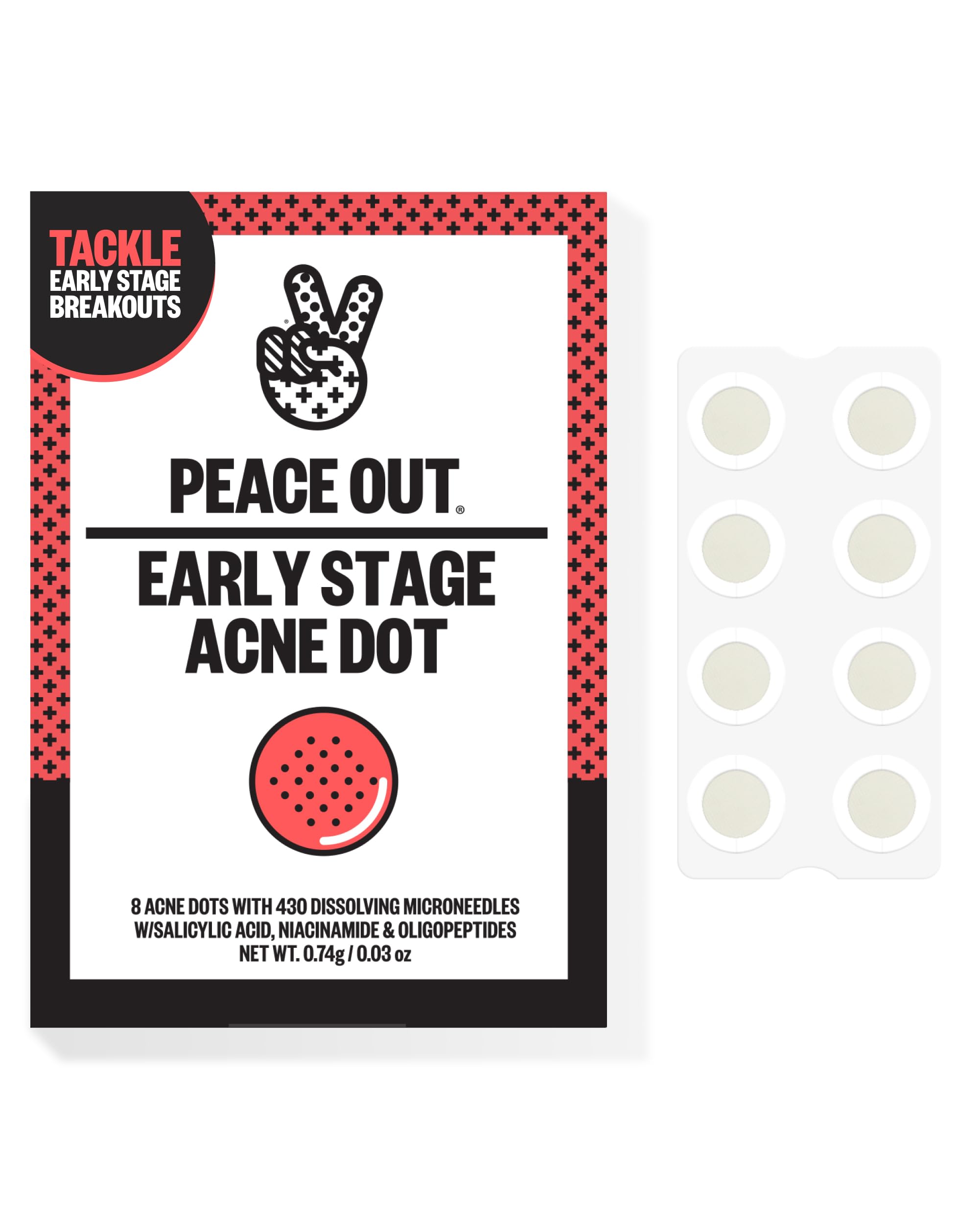 PEACE OUT Early Stage Acne Microneedling Hydrocolloid Dots - PEACE OUT Official Imagery - 2
