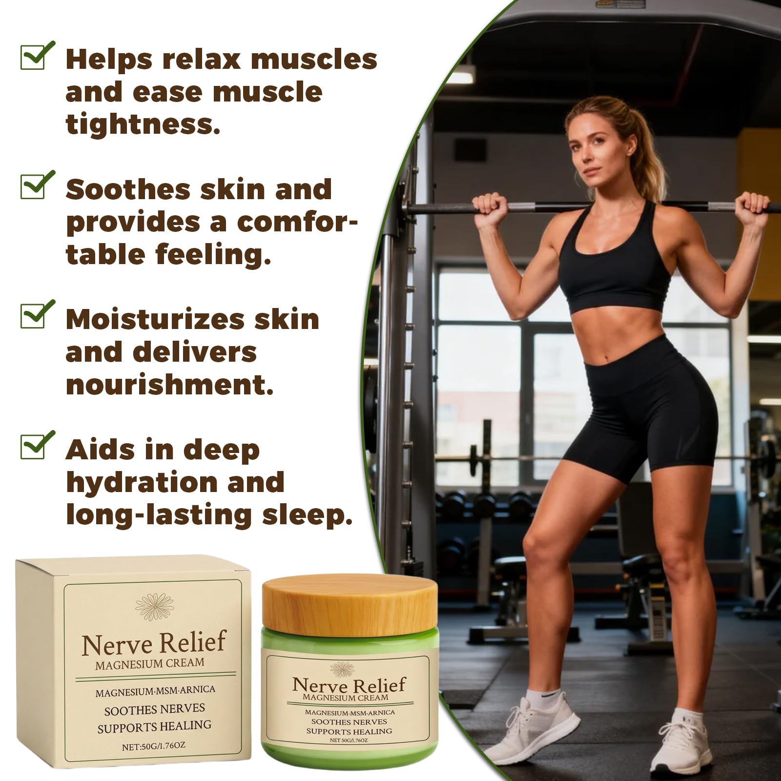 K-Gor Total Relief Magnesium Cream for muscles and nerves, skin moisturizer, 2-pack, soothing topical treatment for muscle and nerve relief