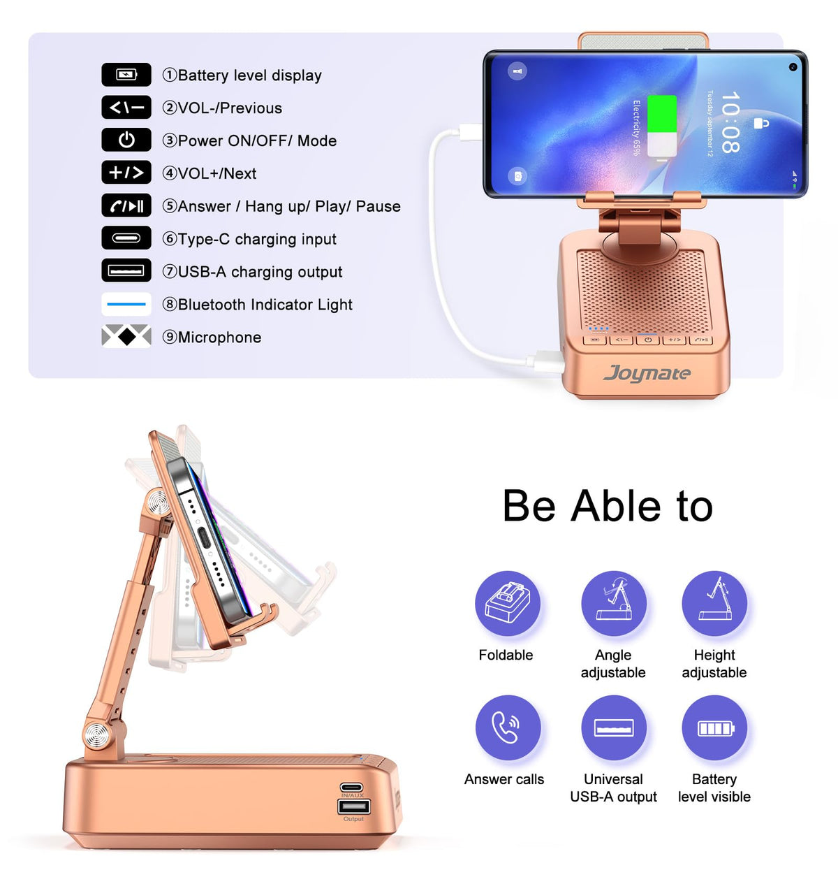 Gifts for Women Girls Bluetooth Speaker Phone Stand with - Joymate Official Imagery - 5
