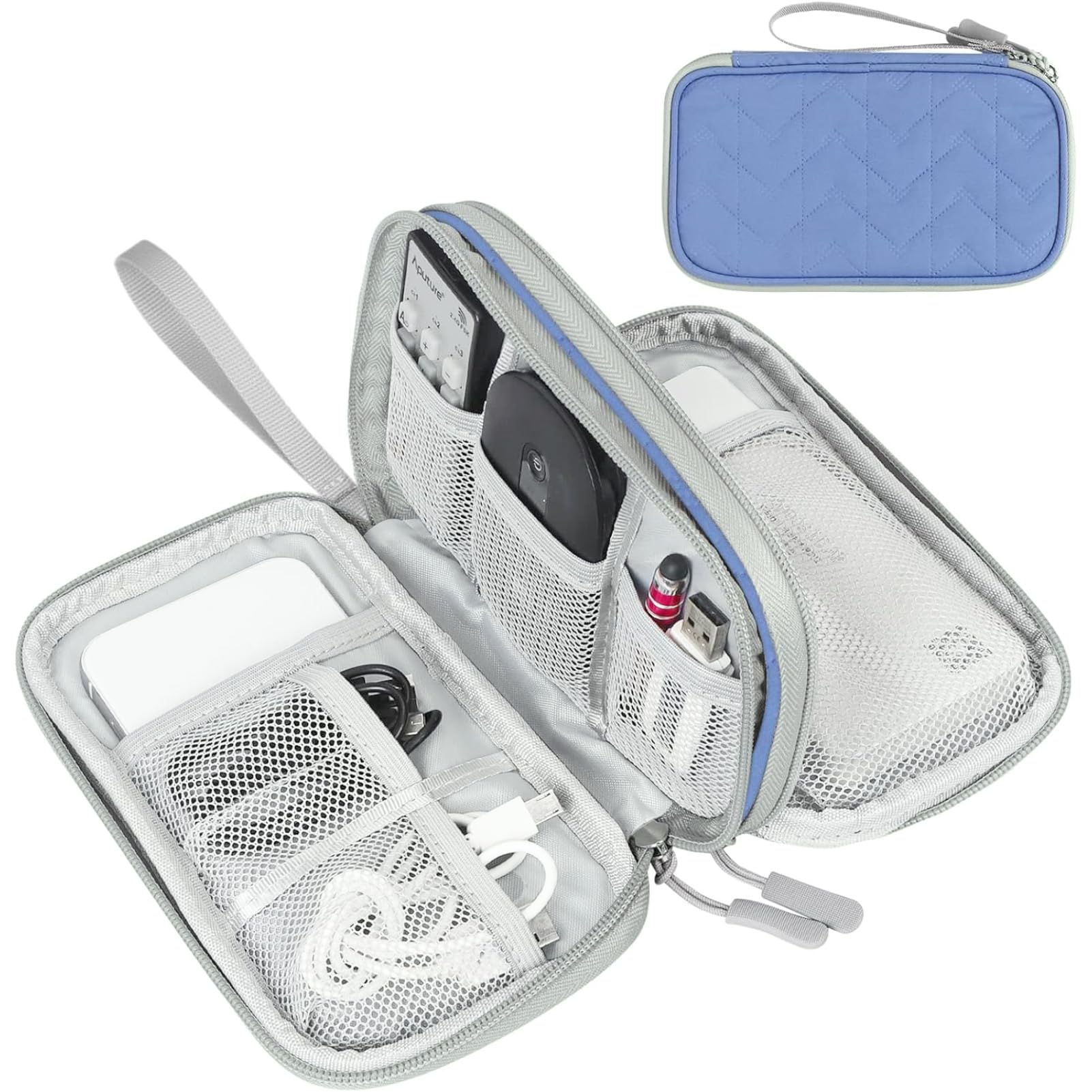 FYY Electronic Organizer, Travel Tech Pouch, Cable Organizer Blue Quil - View 1