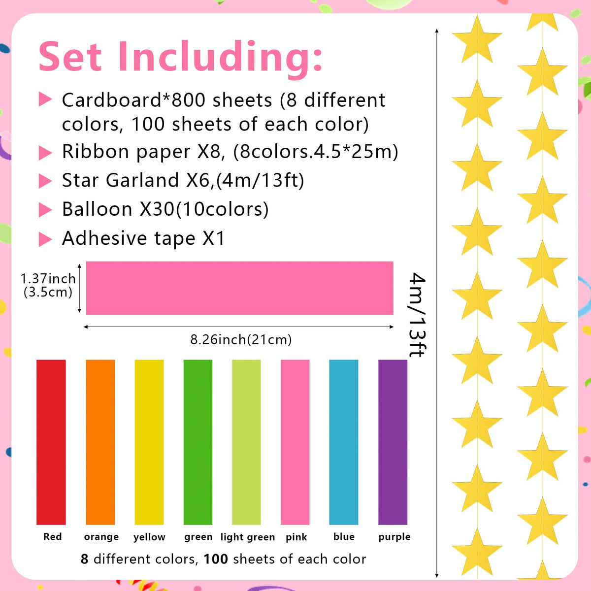 800Pcs Paper Party Decoration Kit 8 Colors Paper Chain - Irosiy Official Imagery - 3