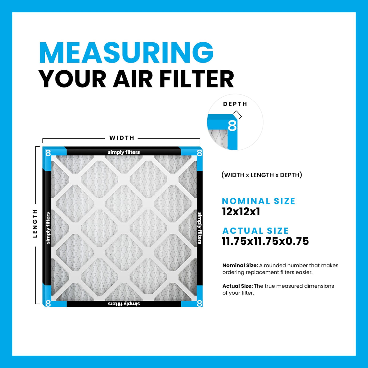 Simply 12x12x1 Air Filter MERV 8 6 Pack Furnace Air Filter - Simply Official Imagery - 3
