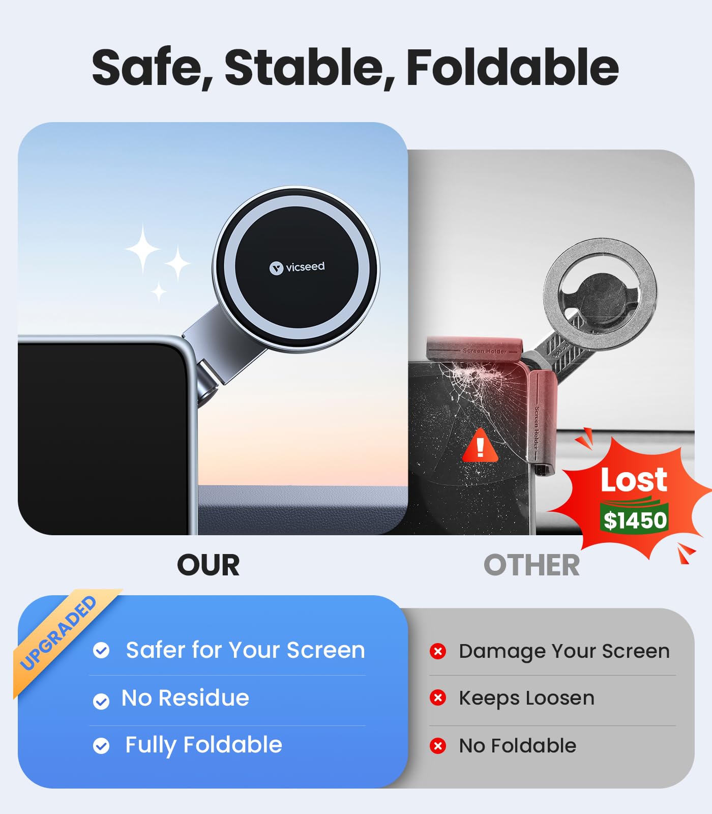 VICSEED Tesla Phone Mount【Strongest Magnet Power】Foldable Hidden Tesla Phone - VICSEED Official Product View 6