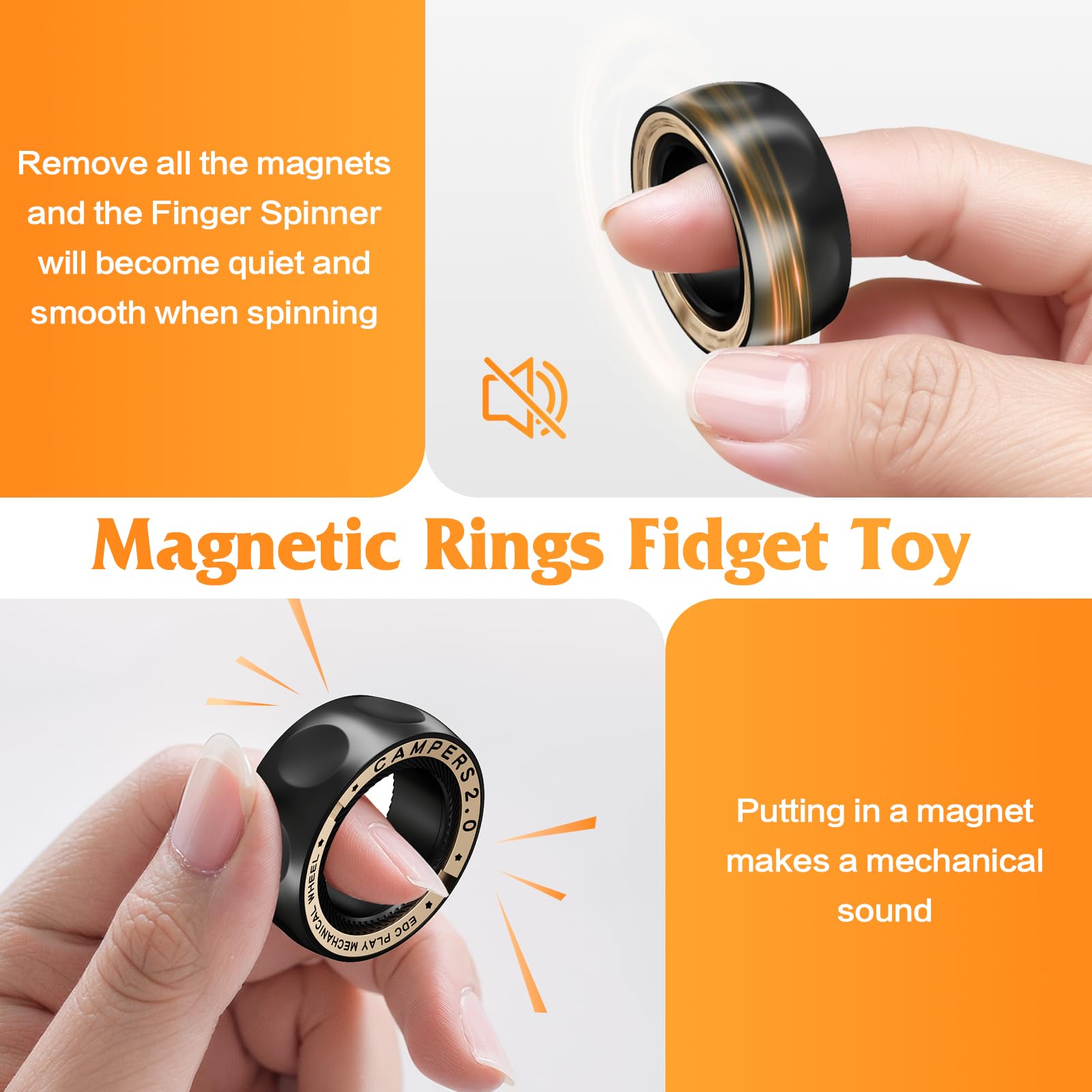 INNÔPLUS Magnetic Fidget Spinner Rings – Stress Relief EDC
