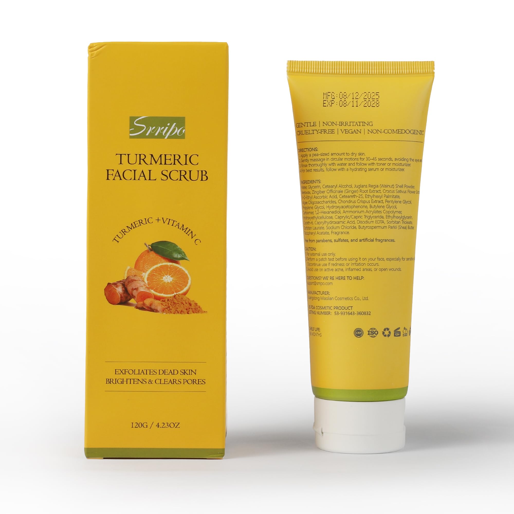 Srripo Revitalizing Exfoliation Face Scrub with Vitamin C and Turmeric – Gentle - Srripo Official Product View 8