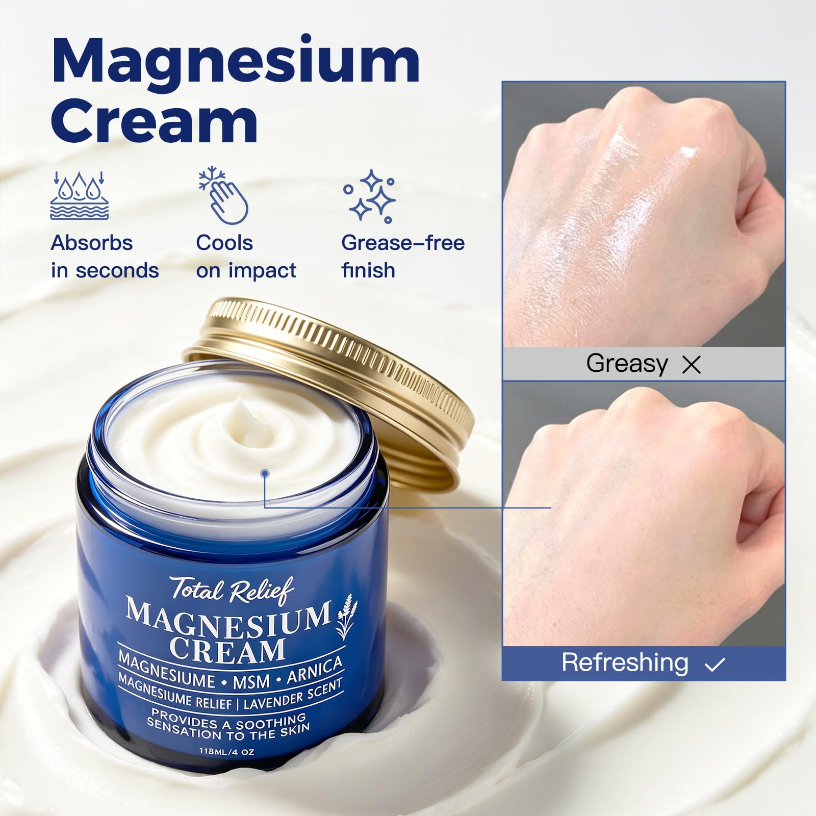 CleJoy Magnesium Cream – Lavender, Arnica & MSM 4 oz