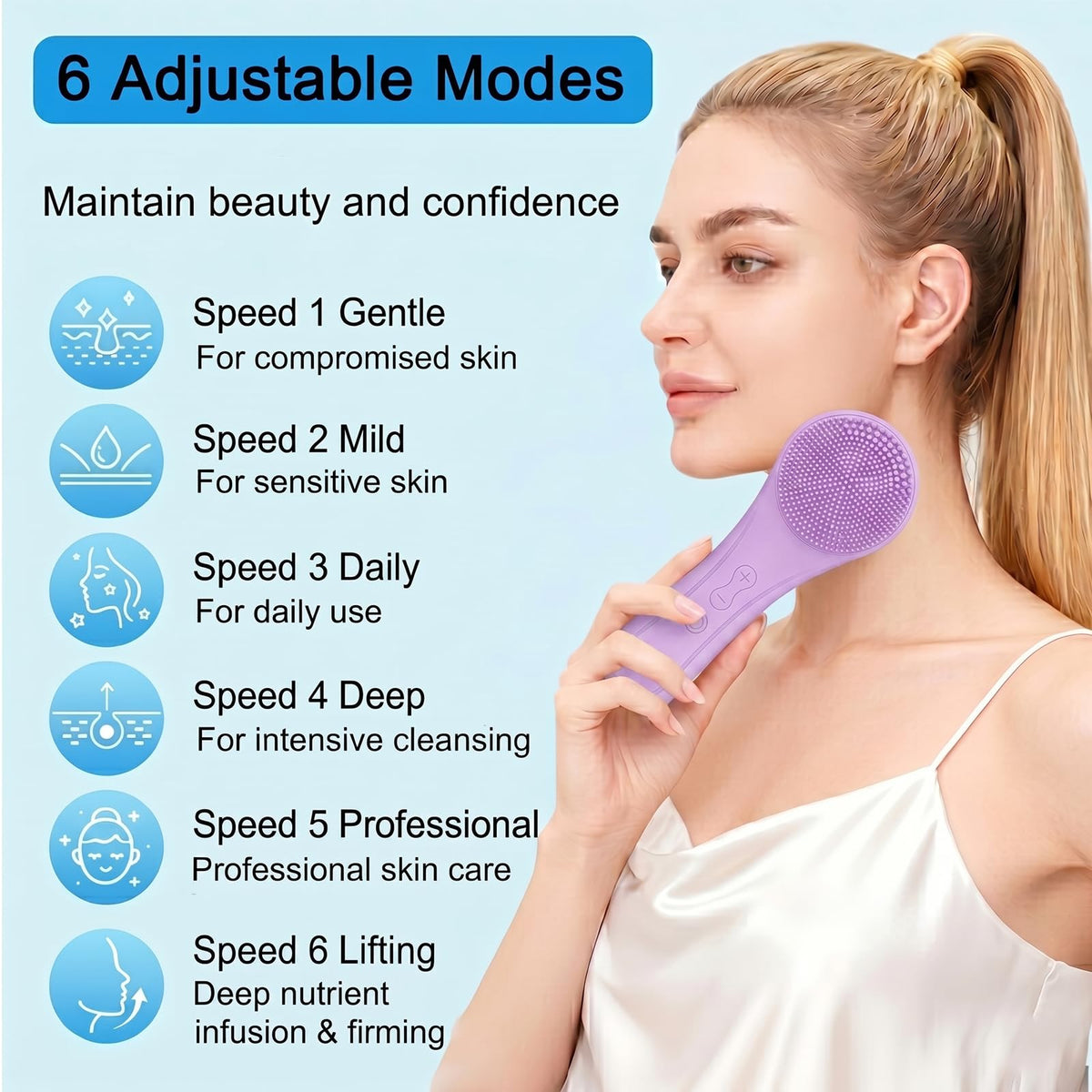 Silicone Facial Cleansing Brush 2 in 1 Rechargeable Face - Yevsinbay Official Imagery - 6