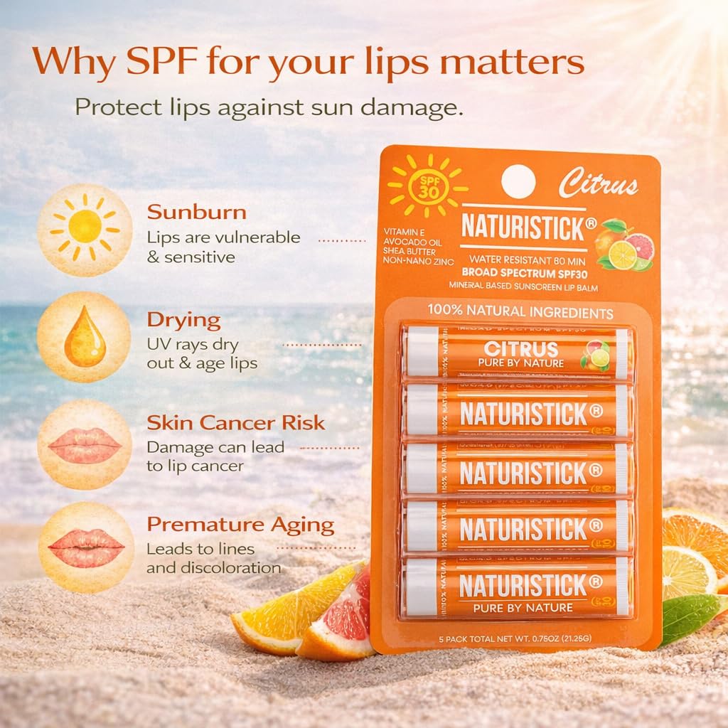 Naturistick UV Pro Mineral SPF 30 Lip Sunscreen 5 Pack - Naturistick Official Imagery - 4