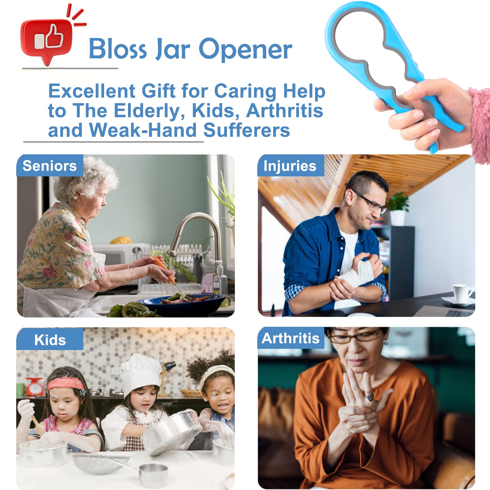 Bloss Jar Opener Bottle Opener for Seniors, Weak Hands and Arthritis, - View 5