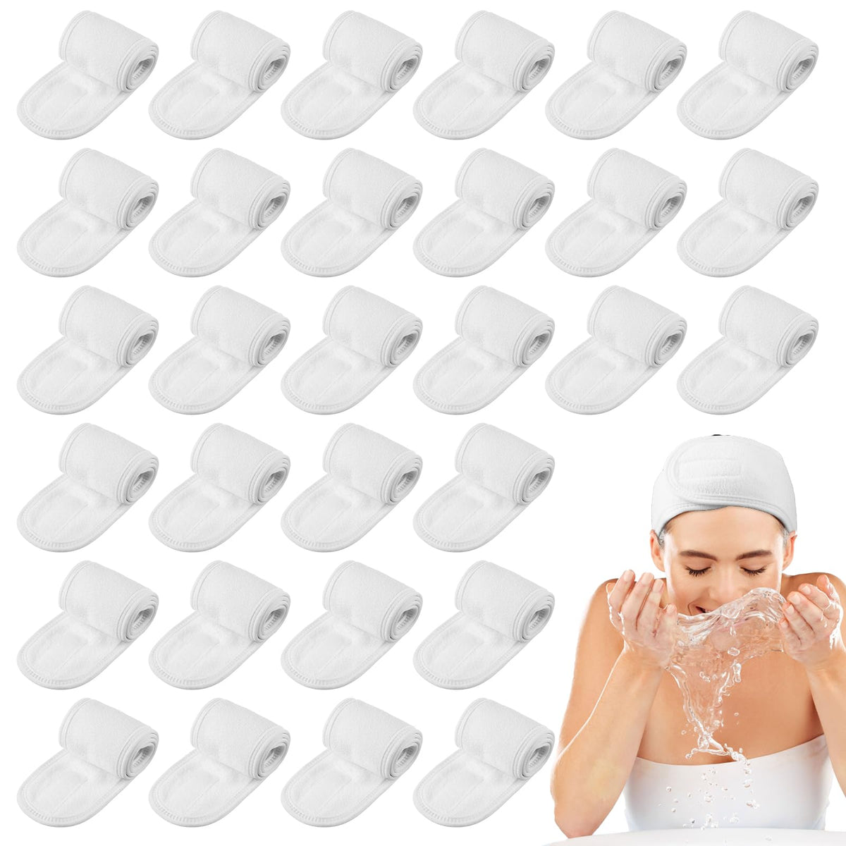 30 Pcs Spa Facial Headband Set Premium Cotton Esthetician - AojSup Official Imagery - 2