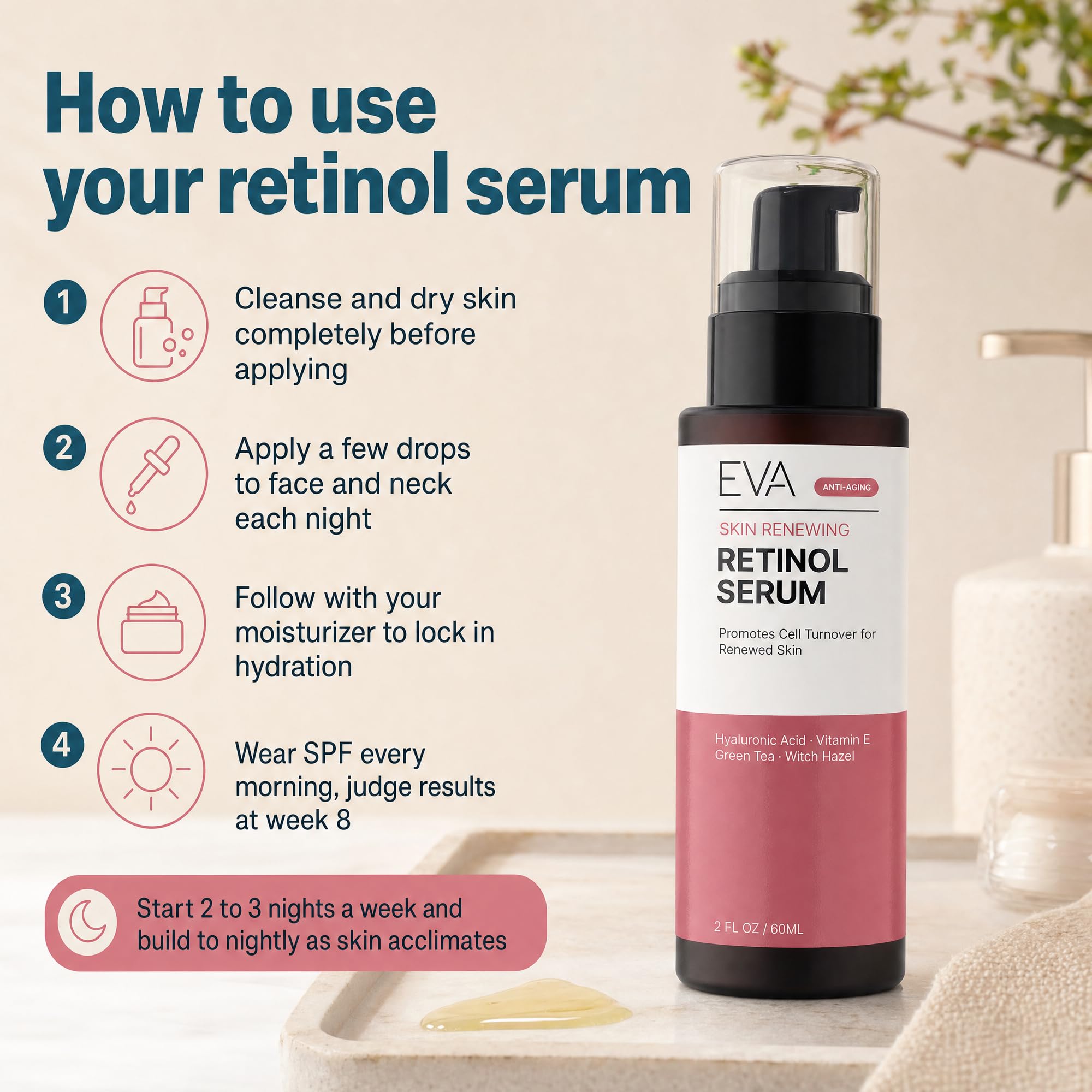 Eva Naturals Retinol Serum for Face, Night Serum with Hyaluronic Acid - Eva Naturals Official Product View 9
