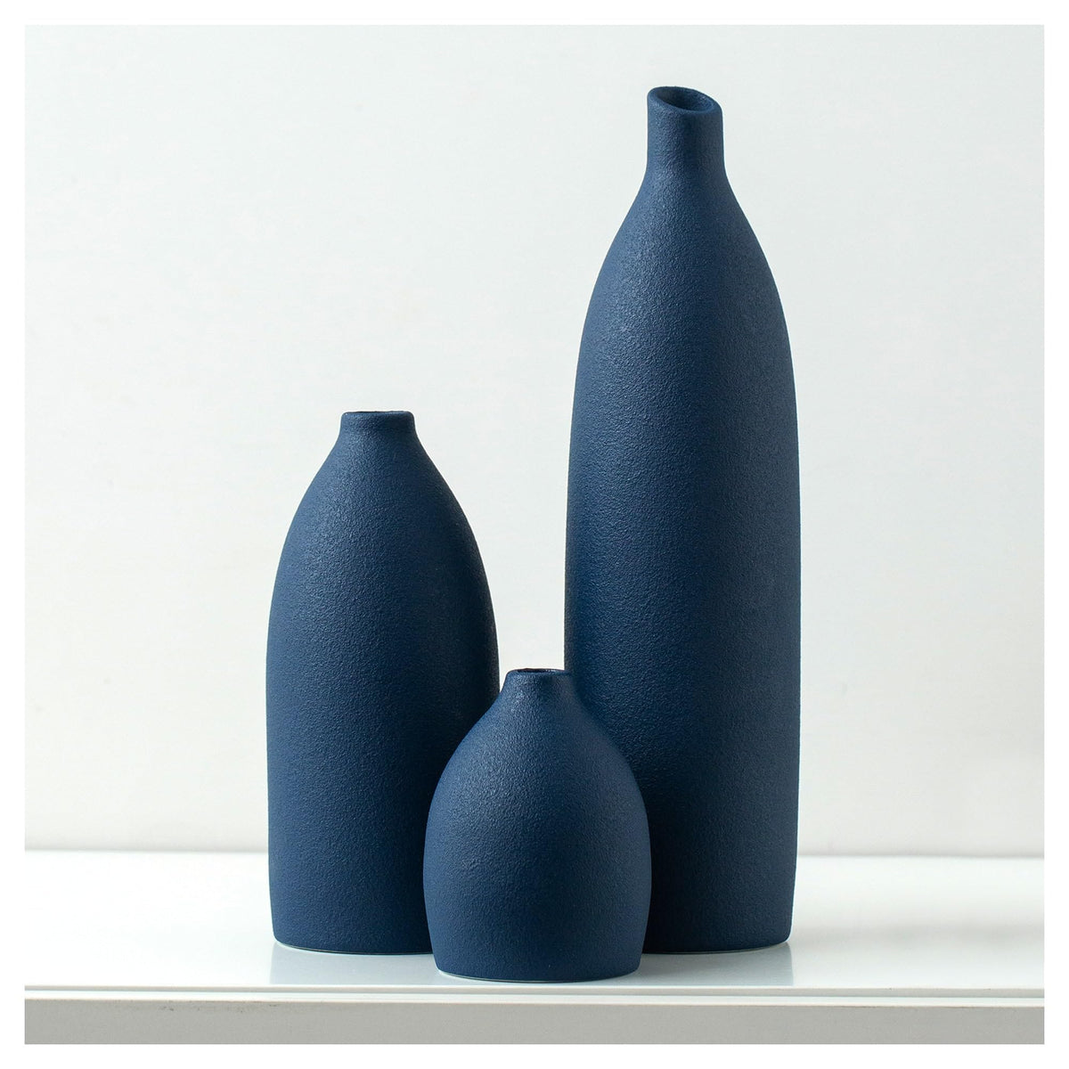 Mdaolv Matte Blue Vase Set Navy Blue Decor Coastal Decor - Mdaolv Official Imagery - 1