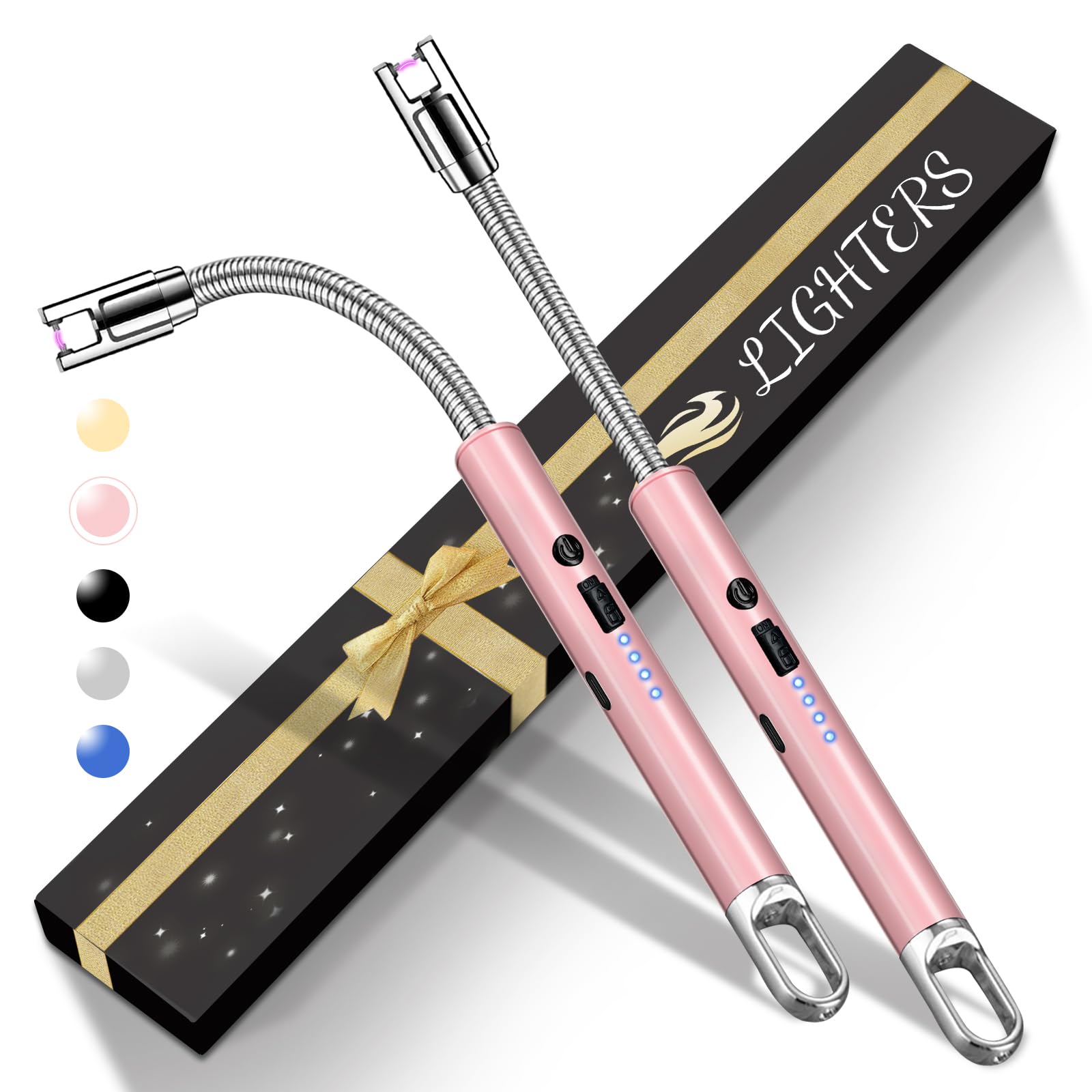Jamestry 2 PCS Electric Lighter, Pink Candle Lighter Arc Windproof Fla - View 1