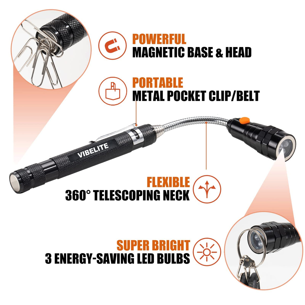 VIBELITE Magnetic Pickup Tool 6 in 1 Multitool Pen 2 Pack - VIBELITE Official Imagery - 4