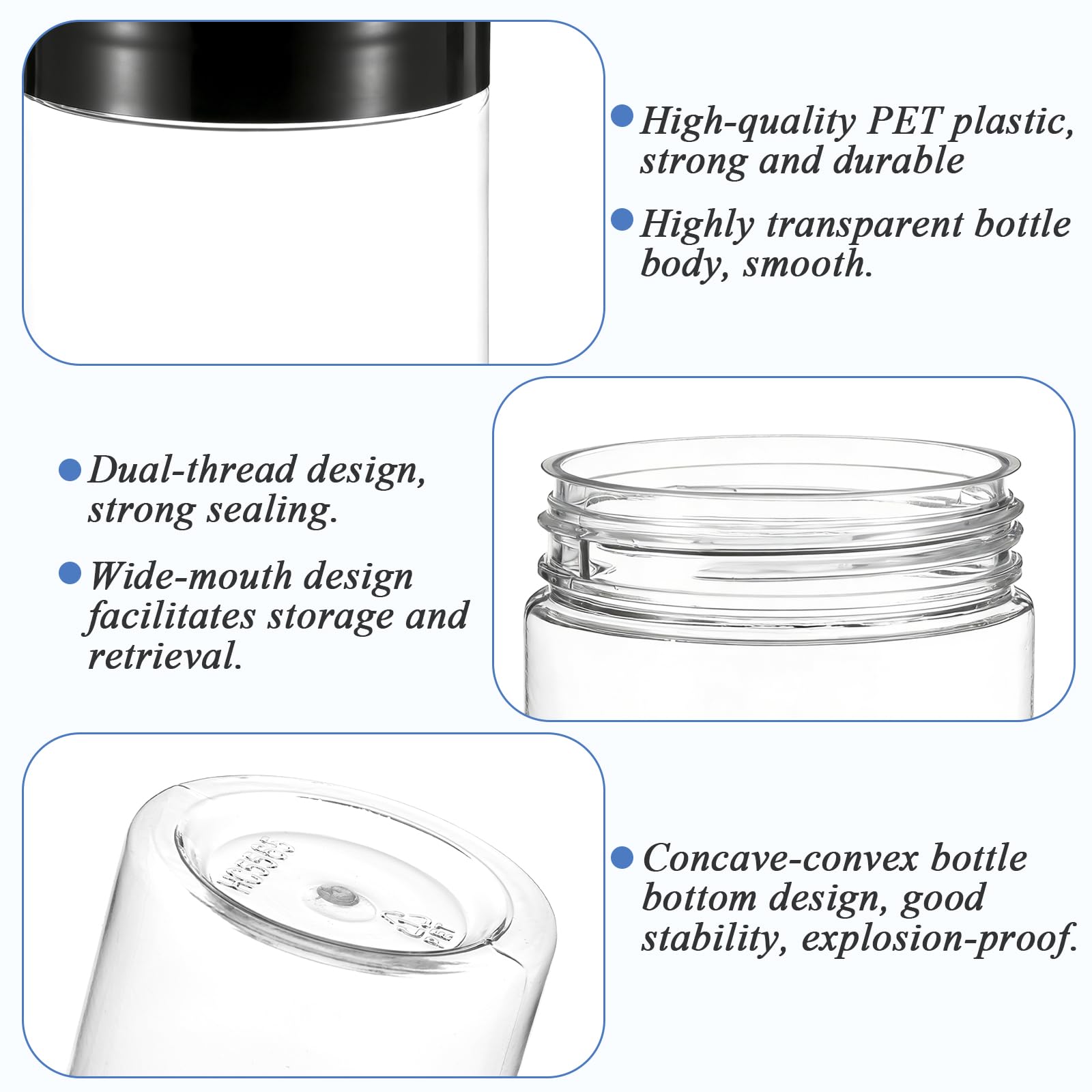 FUPMILPHRANX 100 Pack 4Oz Plastic Jars Round Clear Cosmetic Conta - FUPMILPHRANX Official Product View 4
