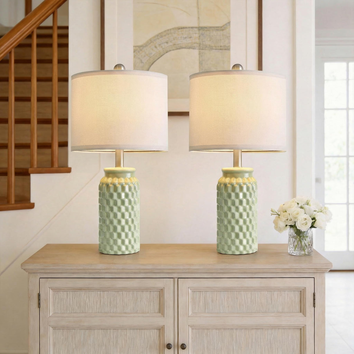 20 5 Small Bedside Lamps Set of 2 Green Ceramic Nightstand - Vortether Official Imagery - 5