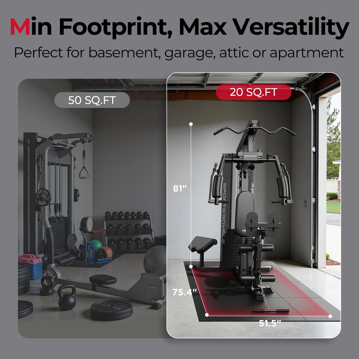 SPORTSROYALS Home Gym Multifunctional Workout Station with - Sportsroyals Official Imagery - 8