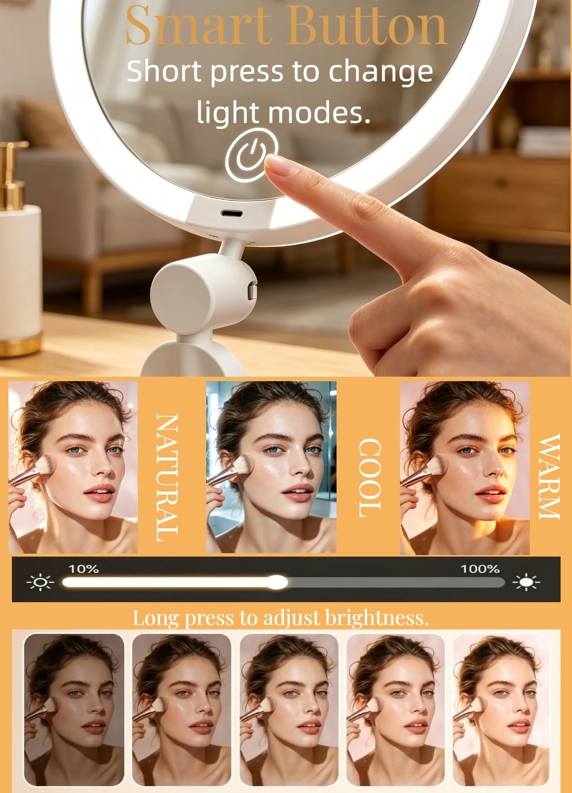 Travel Mirror with Light Makeup 1X 20X Magnifying Lighted - Talilie Official Imagery - 4