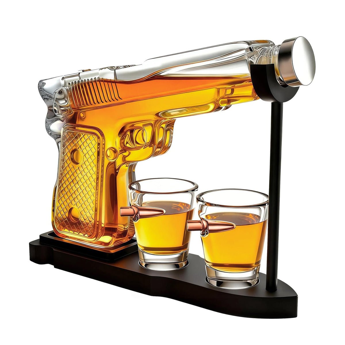 Whiskey Gun Decanter Set 2 Bullet Glasses - The Wine Savant Official Imagery - 1