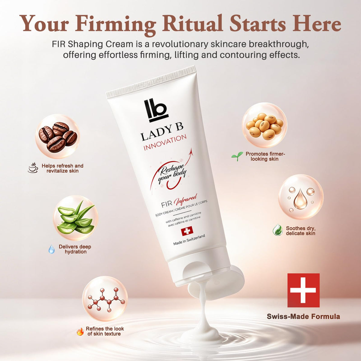 LADY B Firming Cellulite Body Lotion with Caffeine Shea - LADY B INNOVATION / FIR INFRARED Official Imagery - 3