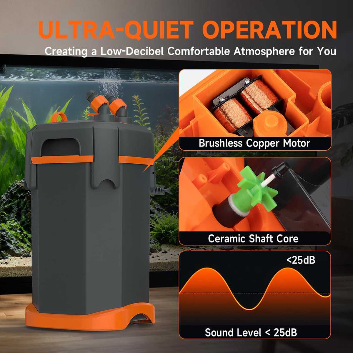 External Canister Filter Ultra Quiet Aquarium Water - Ceveyu Official Imagery - 4
