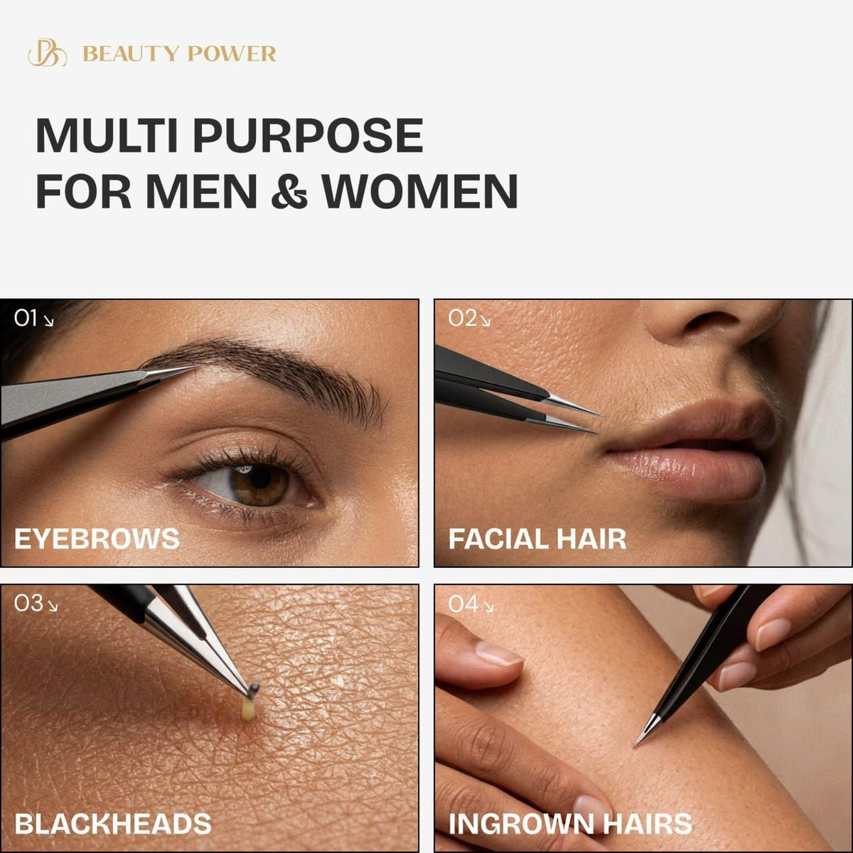 Beauty Power Precision Pointed Tweezers Ingrown Hair Eyebrow - Beauty Power Official Imagery - 3