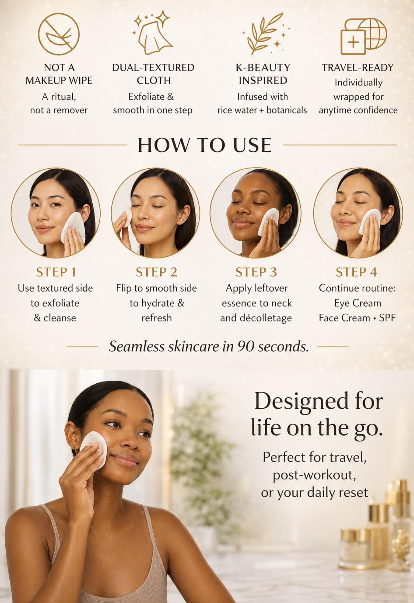 SEON Reset &amp; Jet Korean Skincare Facial Wipes. Rice Water - seon