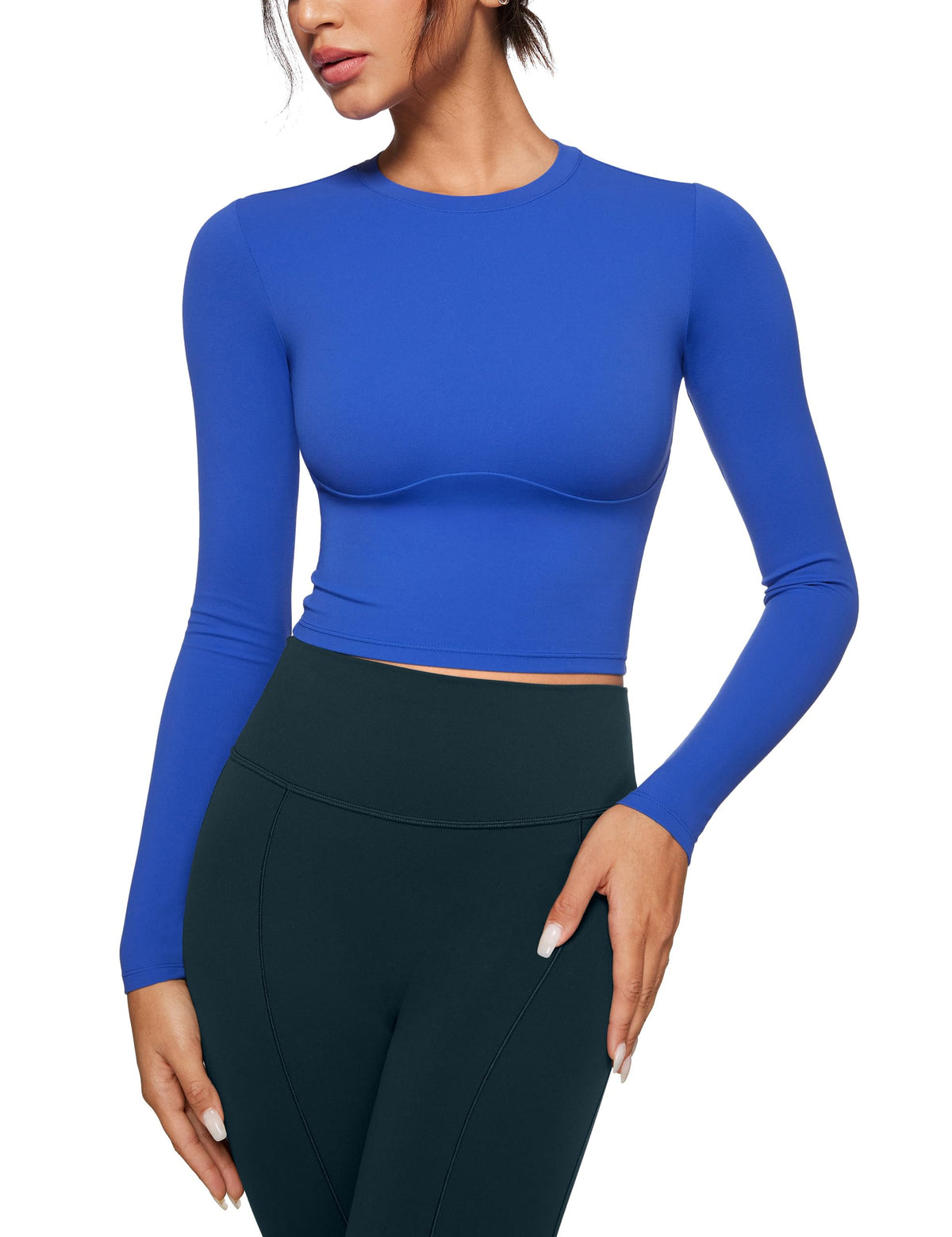 INGIA Womens Long Sleeve High Round Neck Crop Yoga Shirts - INGIA Official Imagery - 8