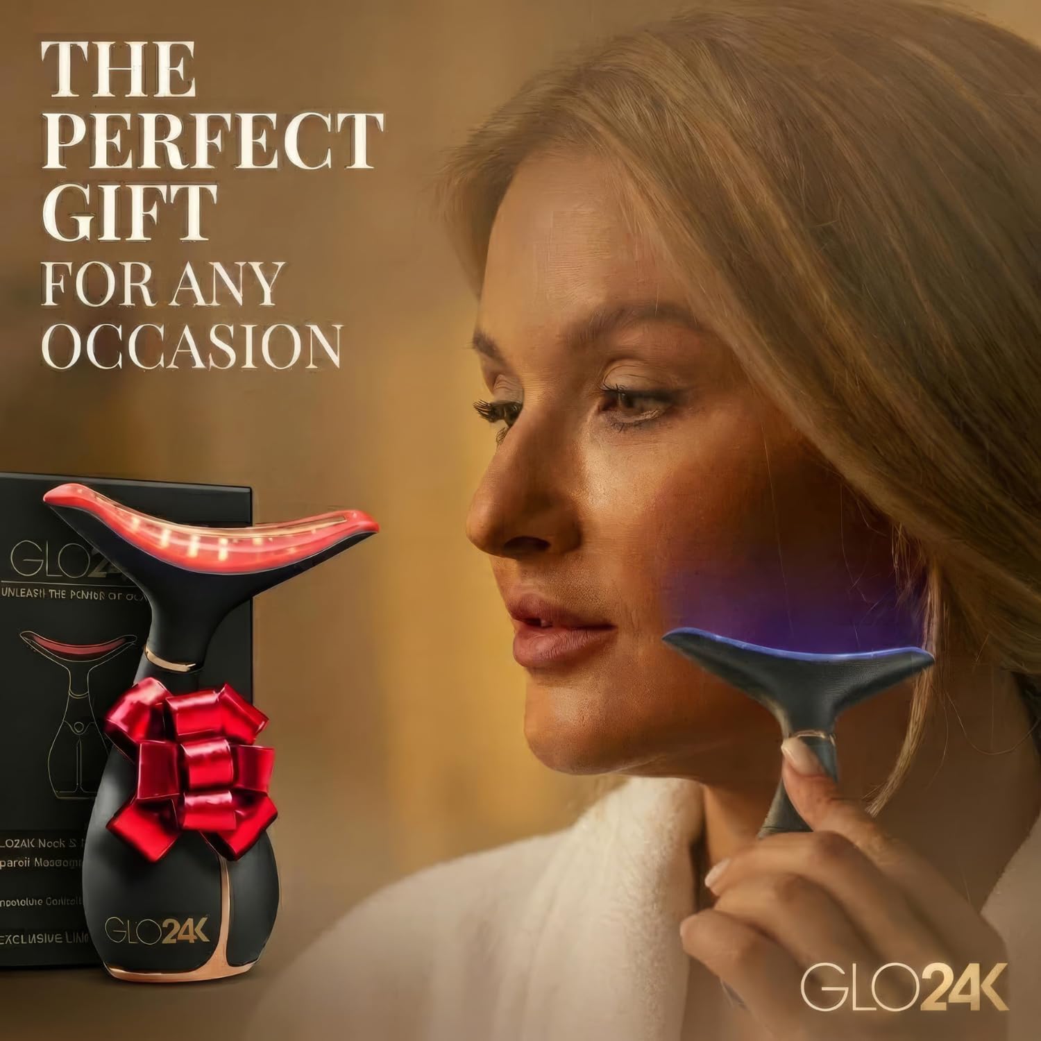 GLO24K LED Face Massager and Neck Wand - GLO24K UNLEASH THE POWER OF GOLD