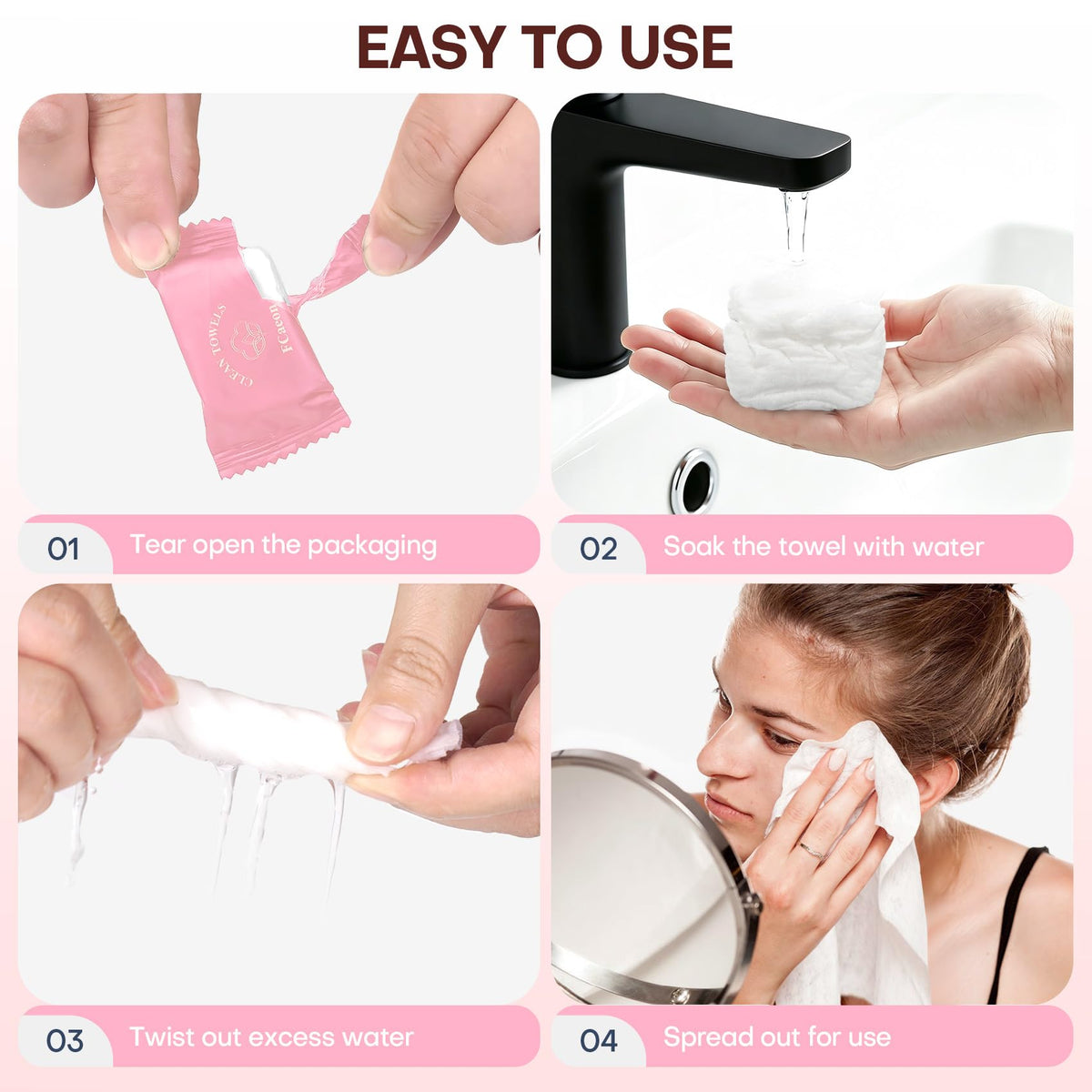Disposable Face Towel Compressed Towel Tablets for Travel - FCaeon Official Imagery - 6