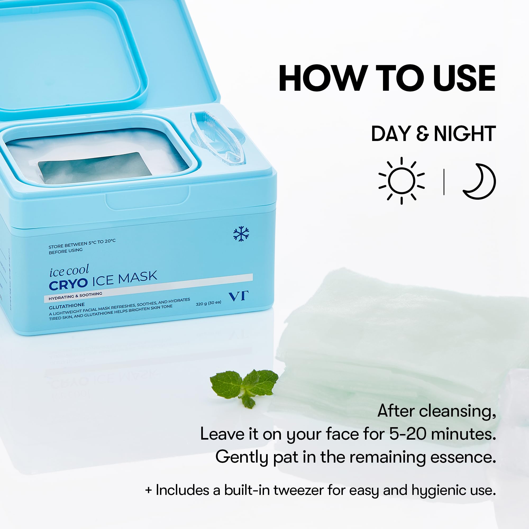 VT COSMETICS Cryo Ice Cool Mask, 30 Sheets, Hydrating Korean - VT COSMETICS