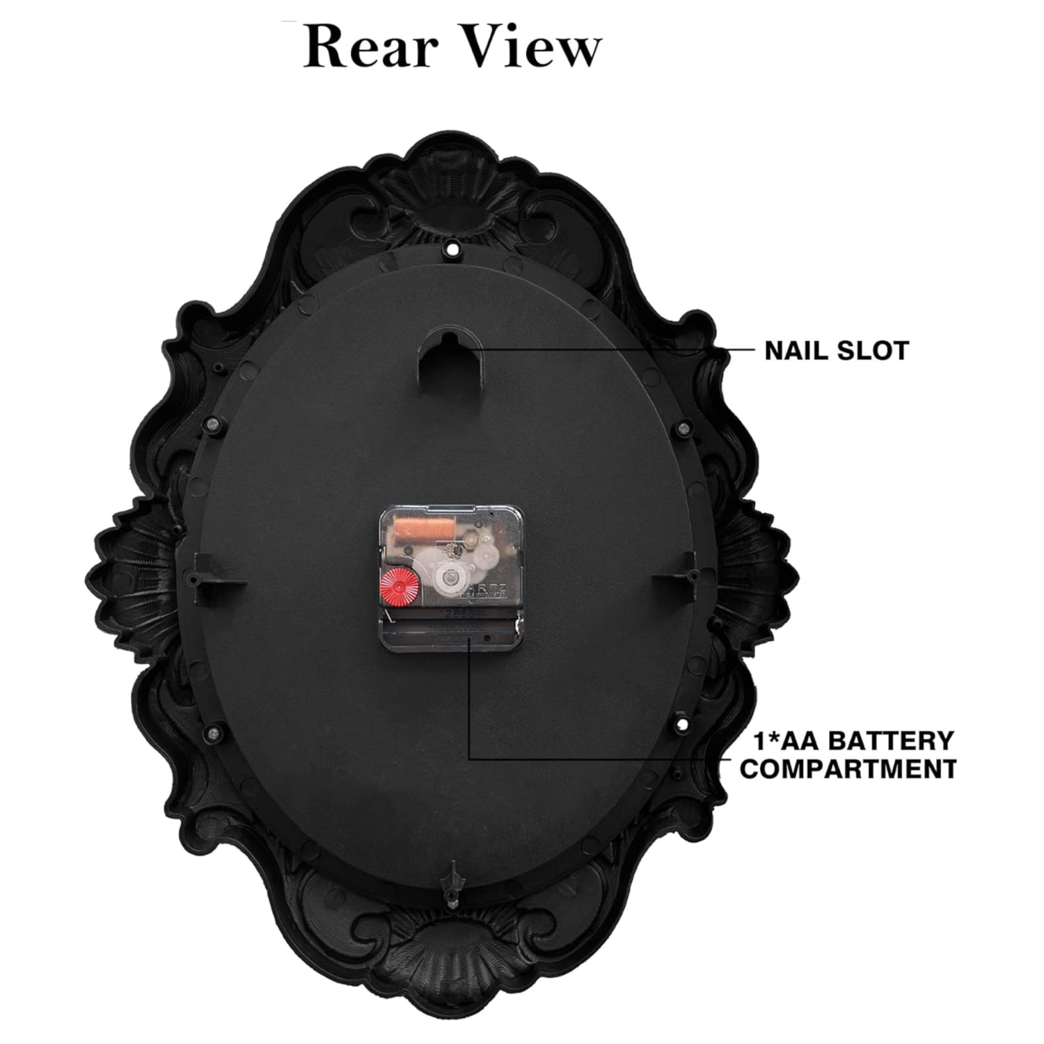 AYRELY® 14-inch oval rustic wall clock with battery-operated mechanism, country-style design and vintage wood finish.