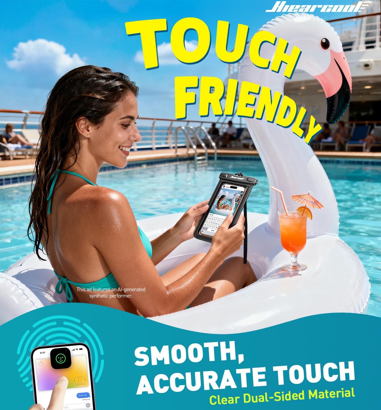 Hiearcool Waterproof Phone Pouch, Waterproof Phone Case, Black&Green 2 - Pack - Hiearcool Official Product View 4