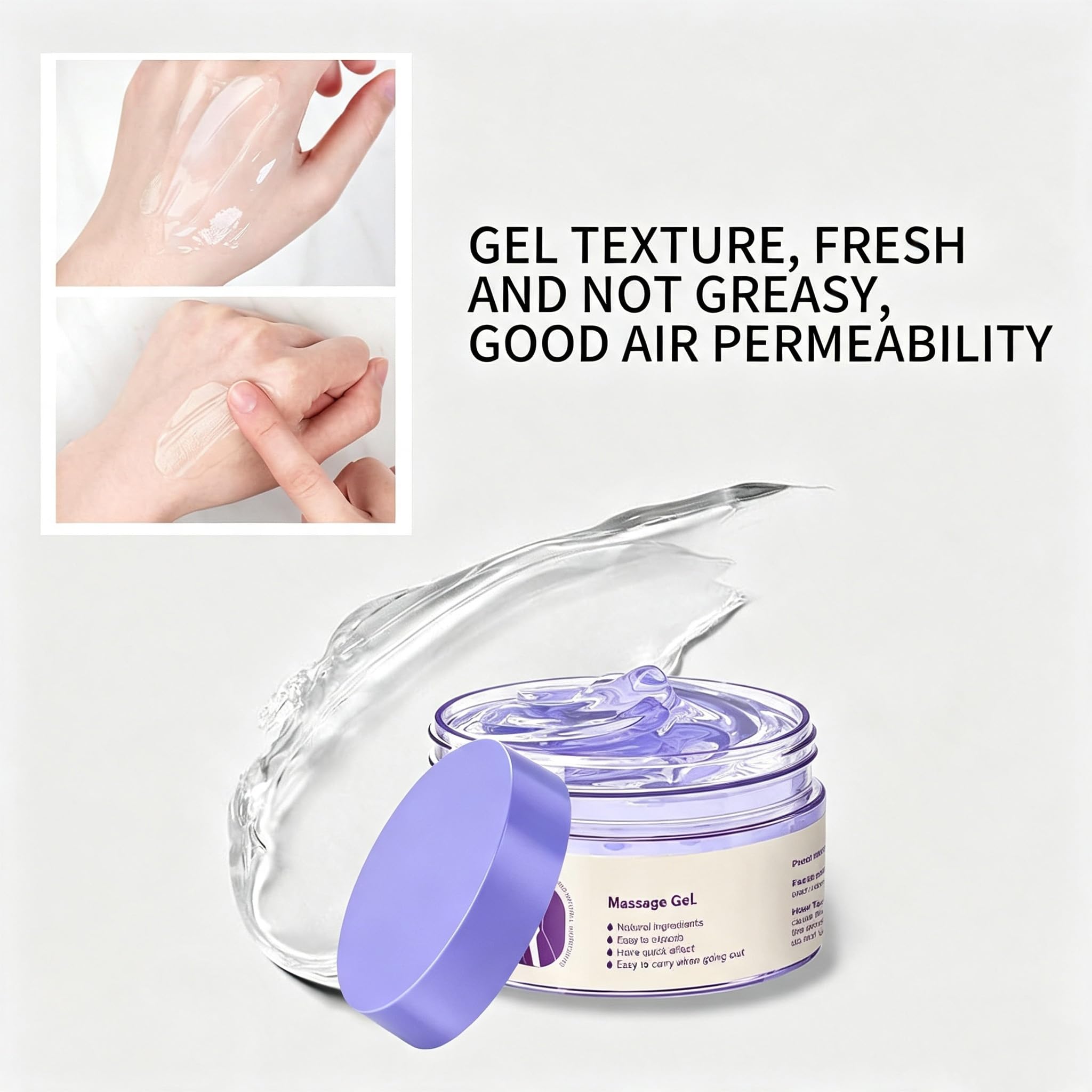WUIAOCIT Purple Gel Massage Cream 2-Pack for full body, moisturizing body lubricant with a smooth gel texture.
