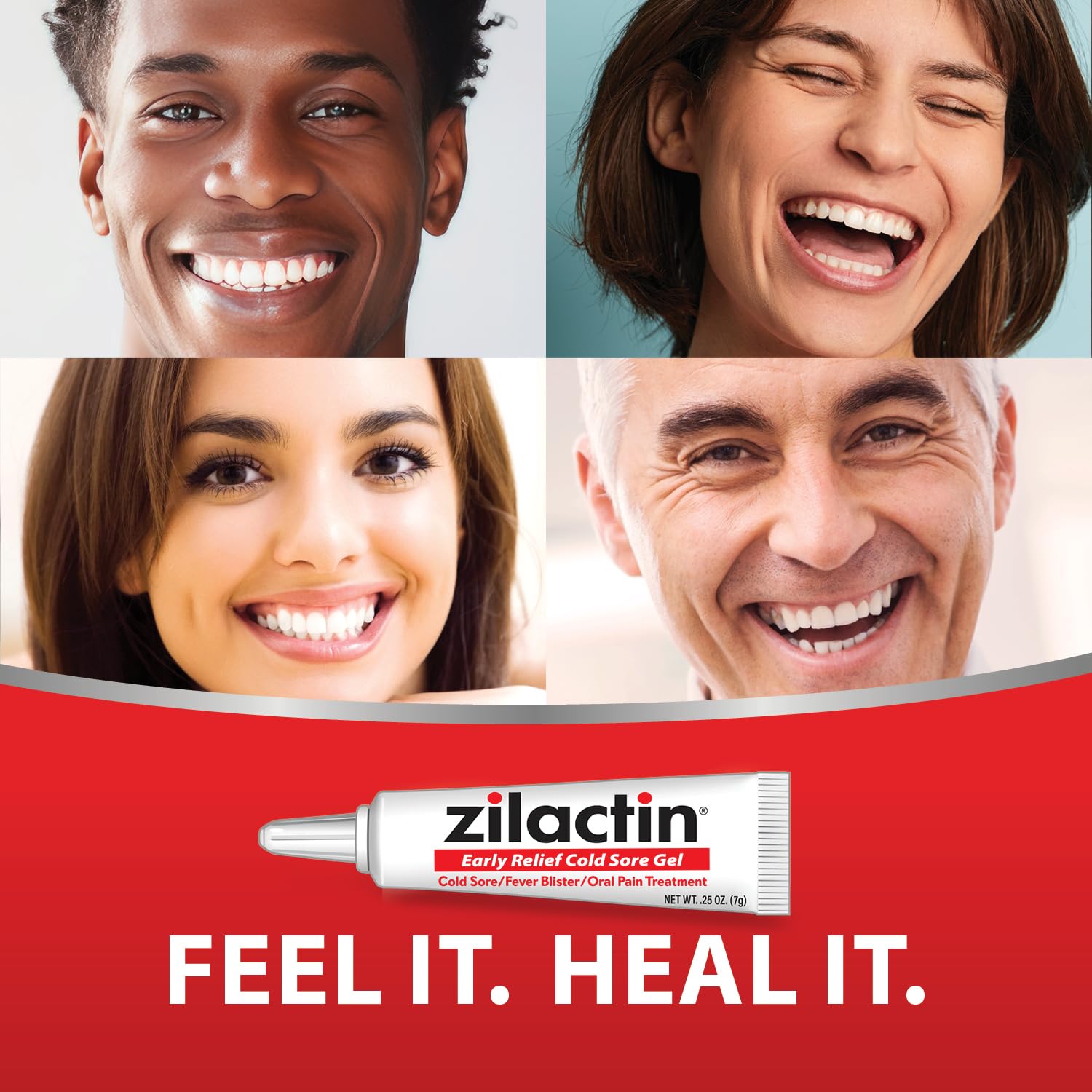 Zilactin Cold Sore Gel – Instant Relief, 6-Hour Protection, 0.25 oz