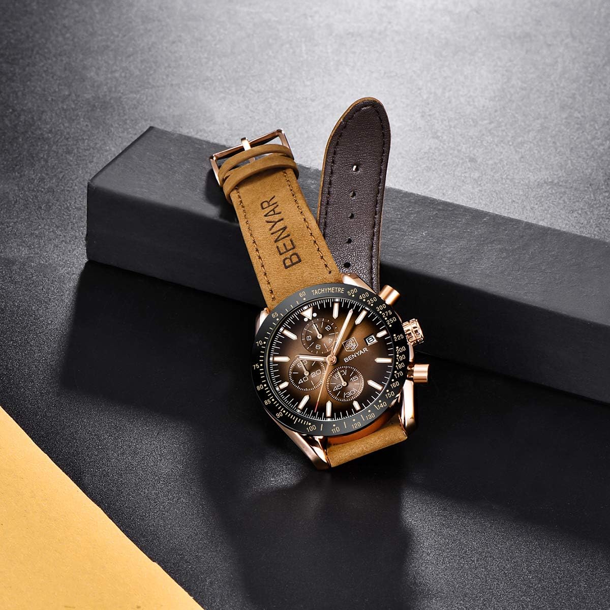BENYAR Men's Chronograph Watch BY-5140 Luminous 45mm Brown Gold