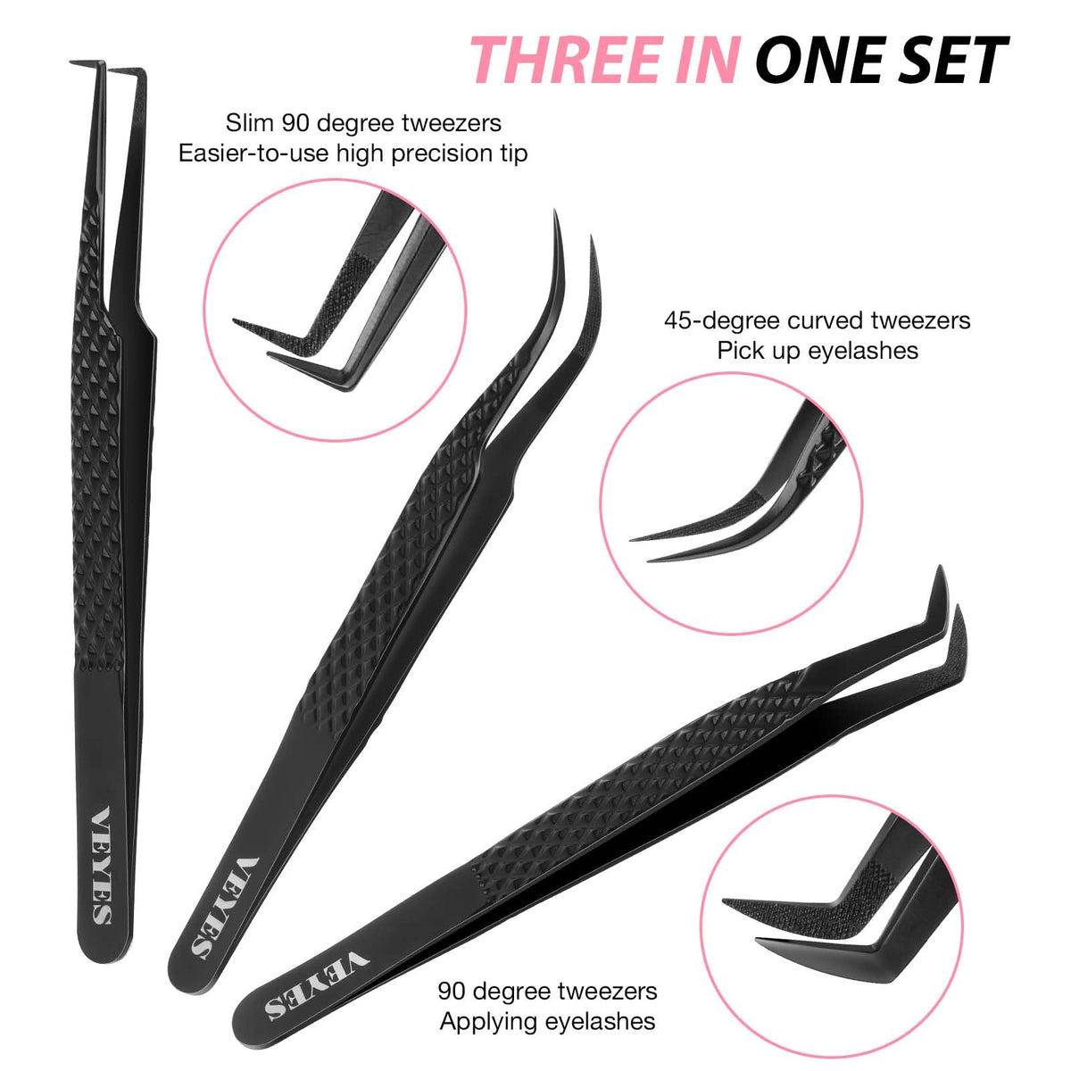 VEYES INC Lash Tweezers for Eyelash Extensions Fiber Tip - VEYES INC Official Imagery - 5