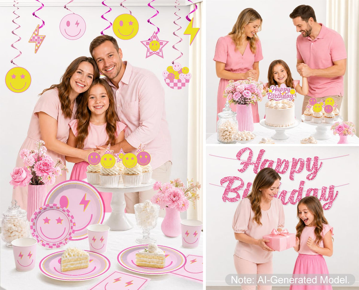 Smiley Face Birthday Decorations Serves 20 Guests - Yingoto Official Imagery - 8