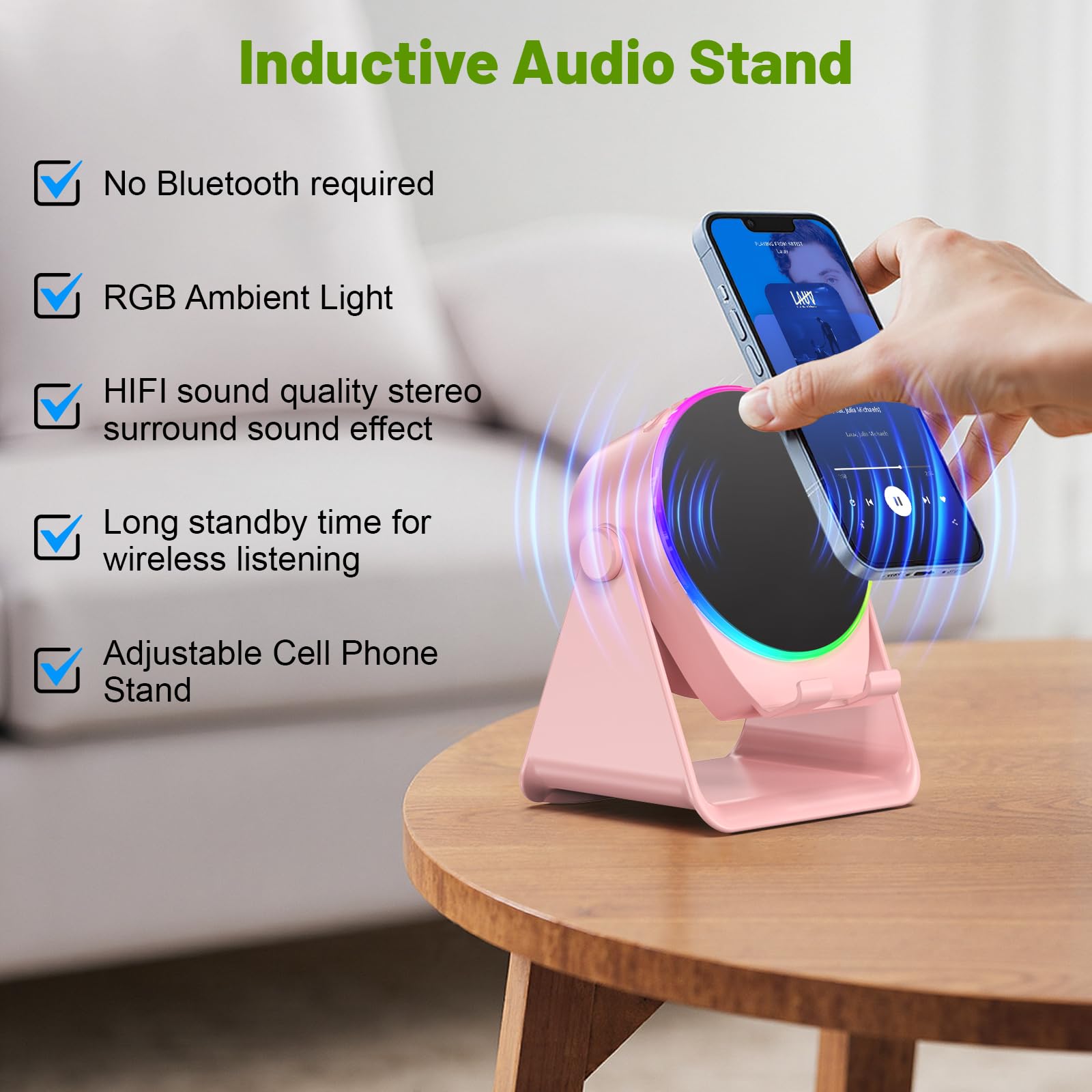 Dohelly Wireless Induction Speaker,Bluetooth Speaker with Phone Stand - Dohelly Official Product View 3