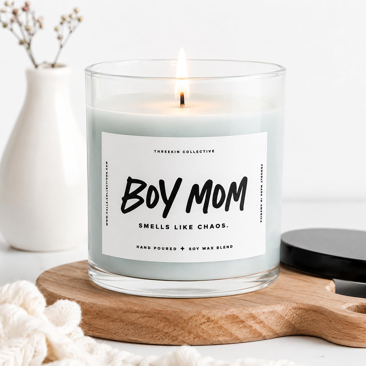 ThreeKin Scented Candles for Boy Mom Natural Soy Wax Candles - ThreeKin Collective Official Imagery - 3