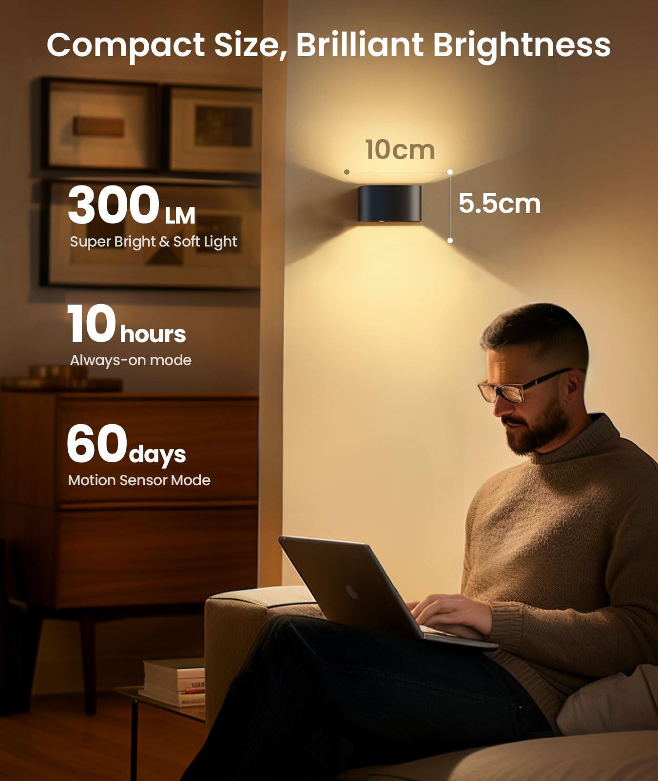 FULEN Motion Sensor Wall Lights with Remote Control 3 Colors Wireless Wall Lamp - FULEN Official Product View 7