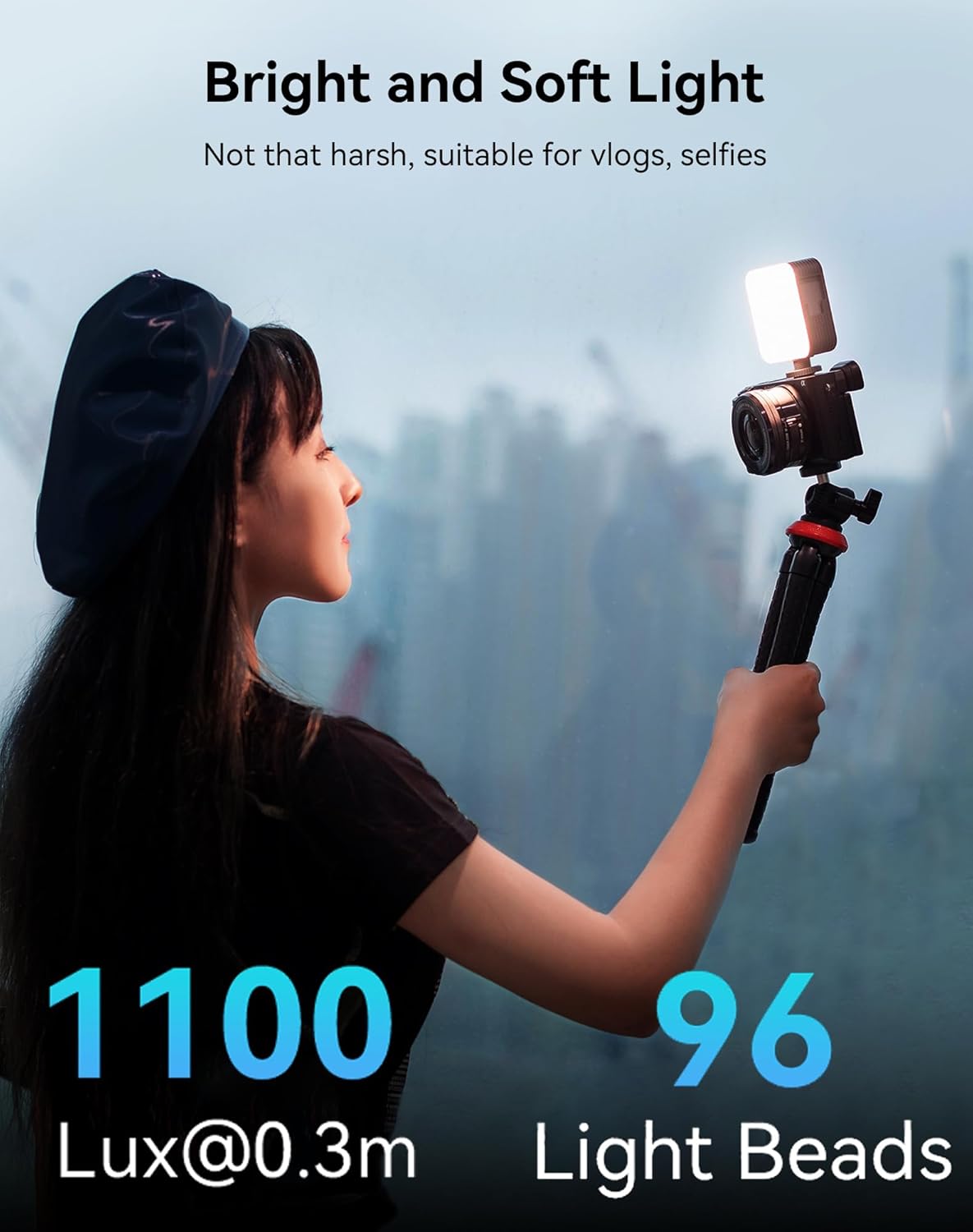 SmallRig P96 LED video light with 96 LED beads, portable camera light for photography and videography.