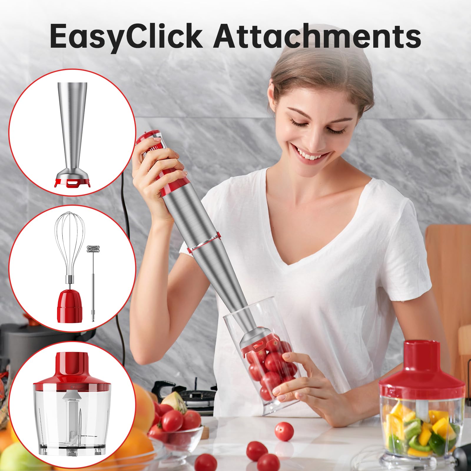 Turelar Immersion Blender Handheld Corded, 1100W 5 in 1 Hand Blen by turelar - Angle View 5